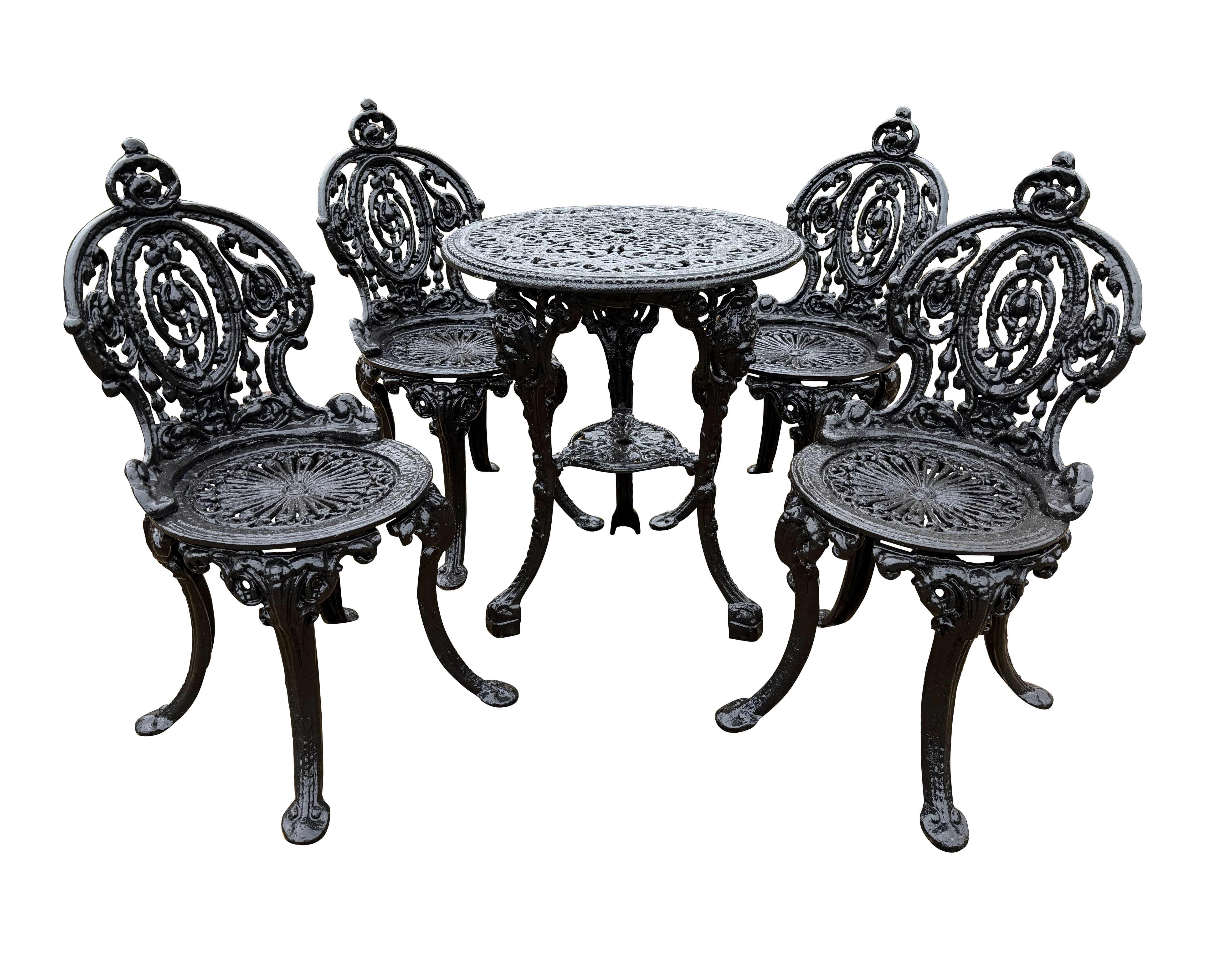 Garden Cast Iron Salvaged Table and Cast Iron Chairs - 10968