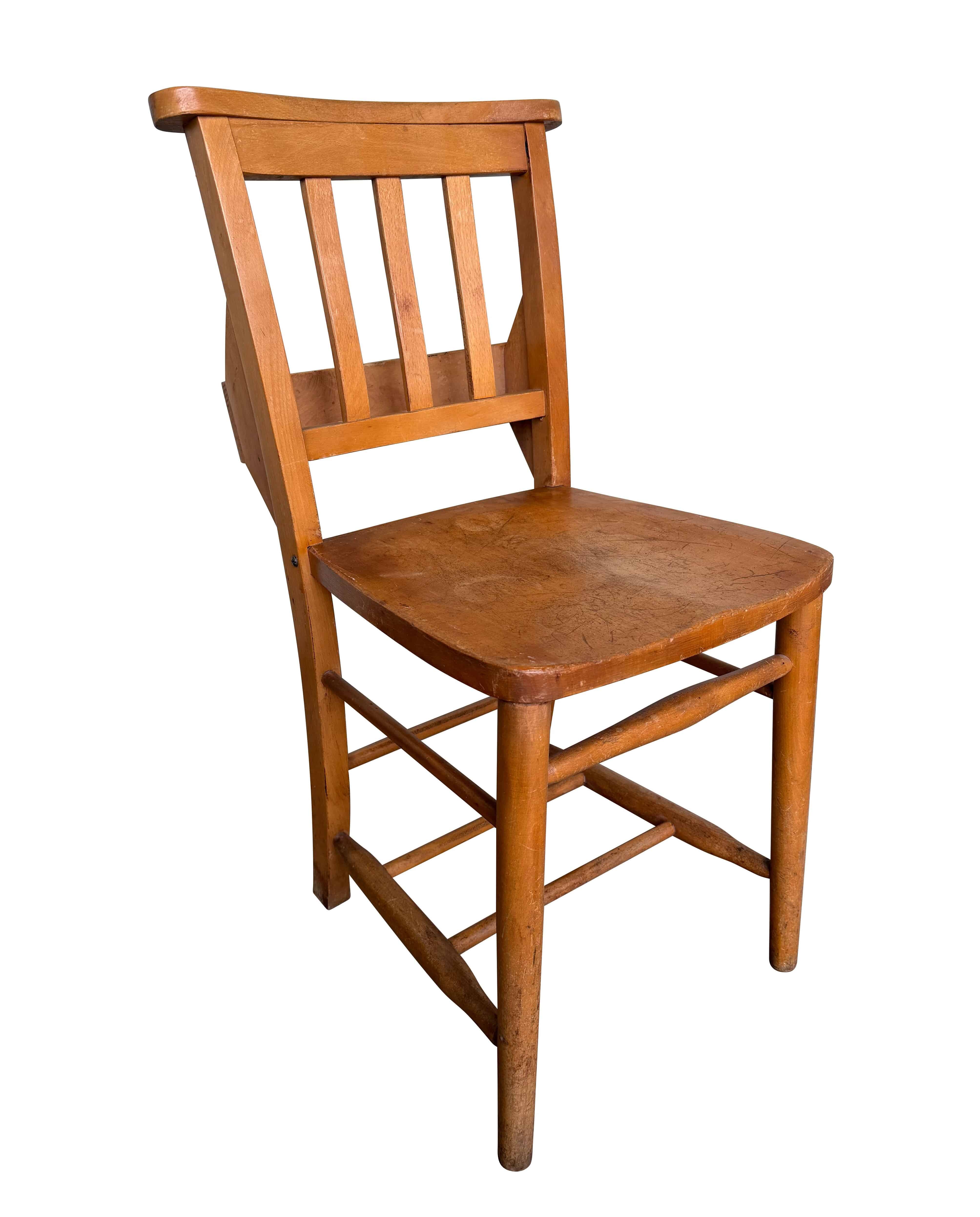 Reclaimed Church Wooden Chapel Chairs With Book Holder