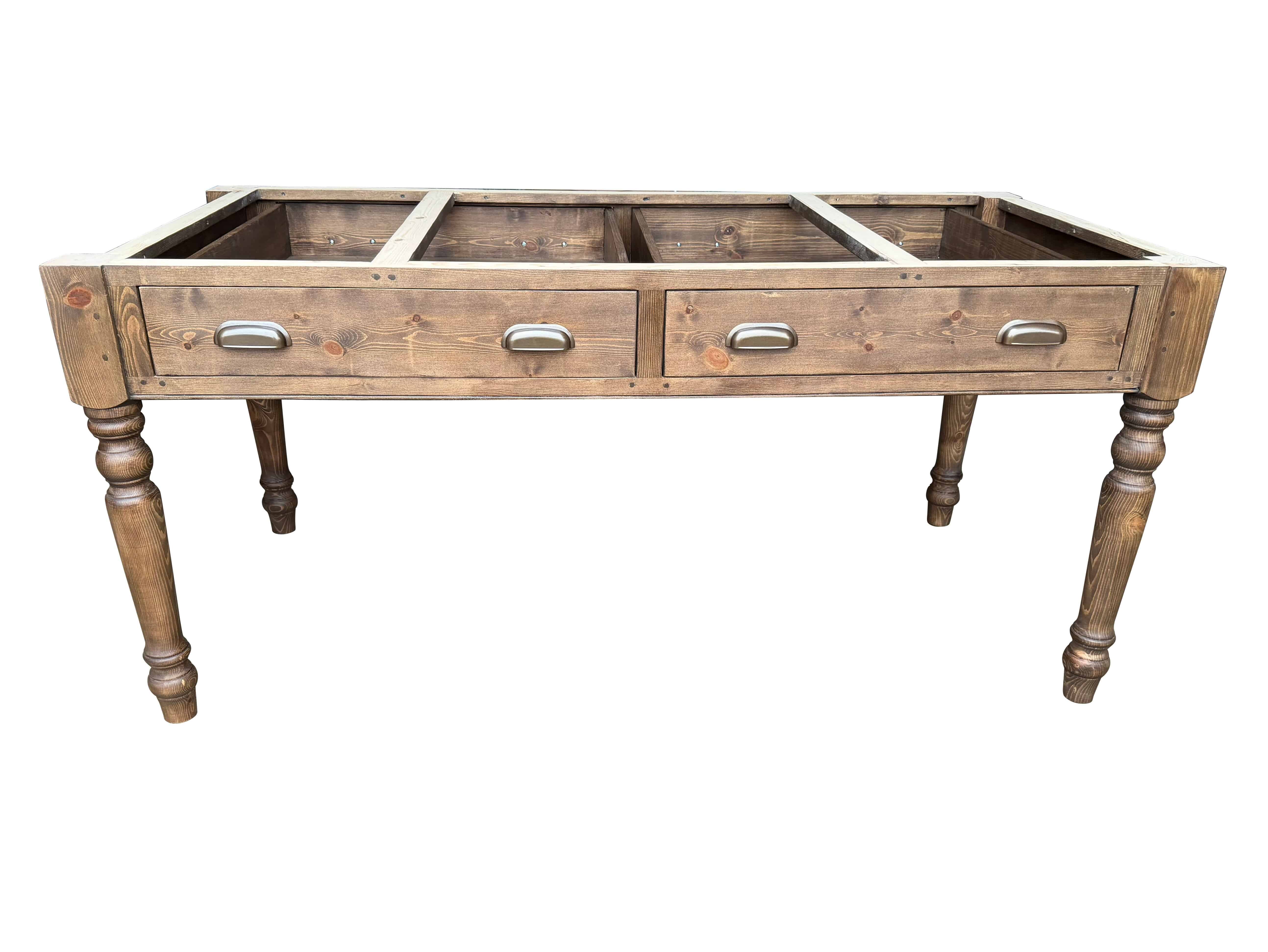 Bespoke wooden kitchen table base only with pull drawers