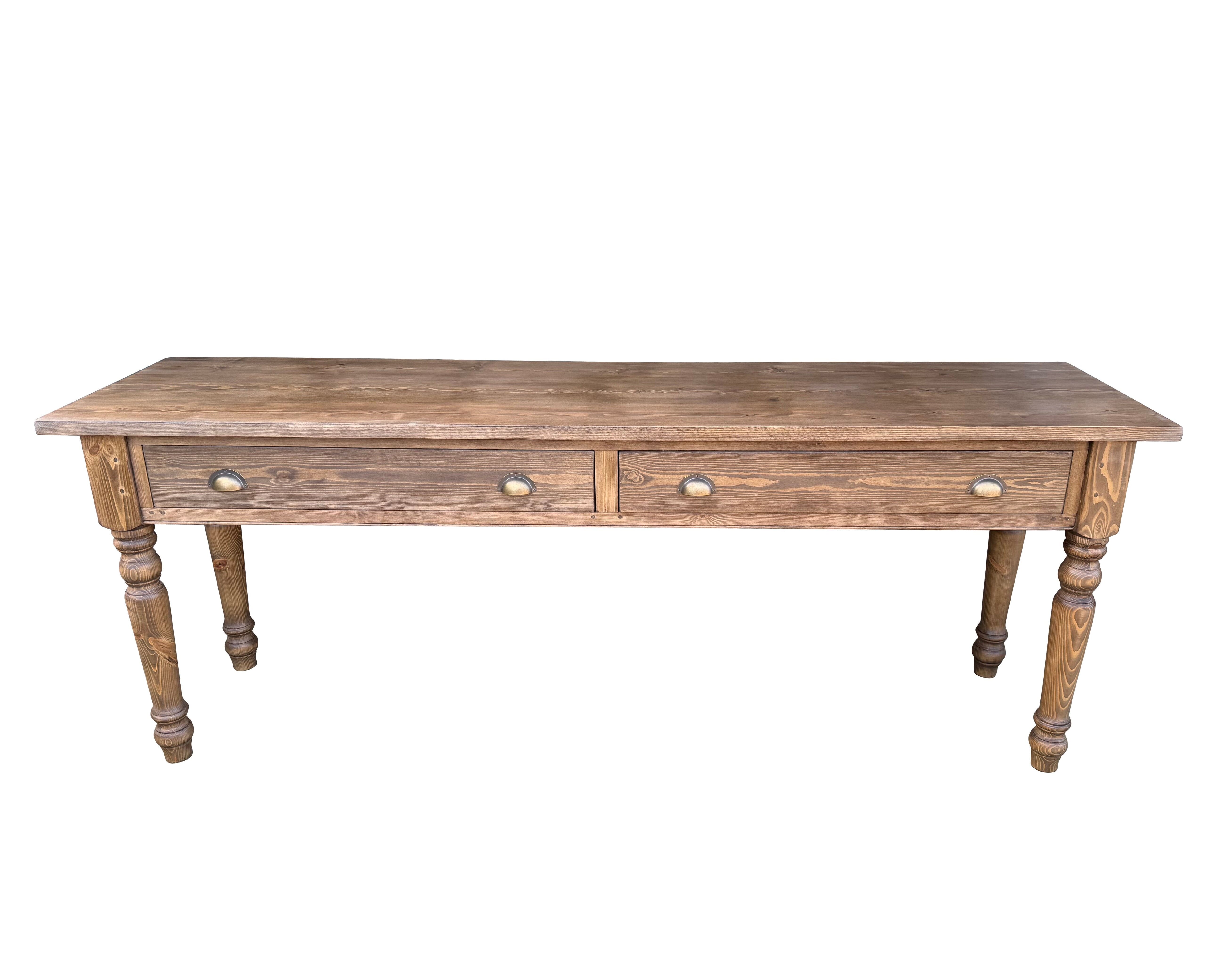Bespoke Farmhouse Style Waxed Plank Top Kitchen Table - D2336