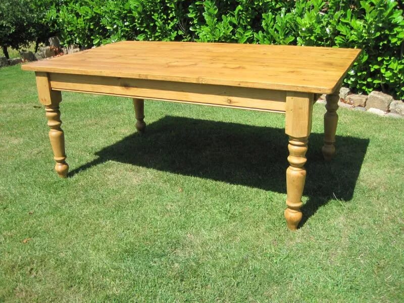 Reclaimed Pine Dining Turned Leg Table with 2 Drawers - 4868