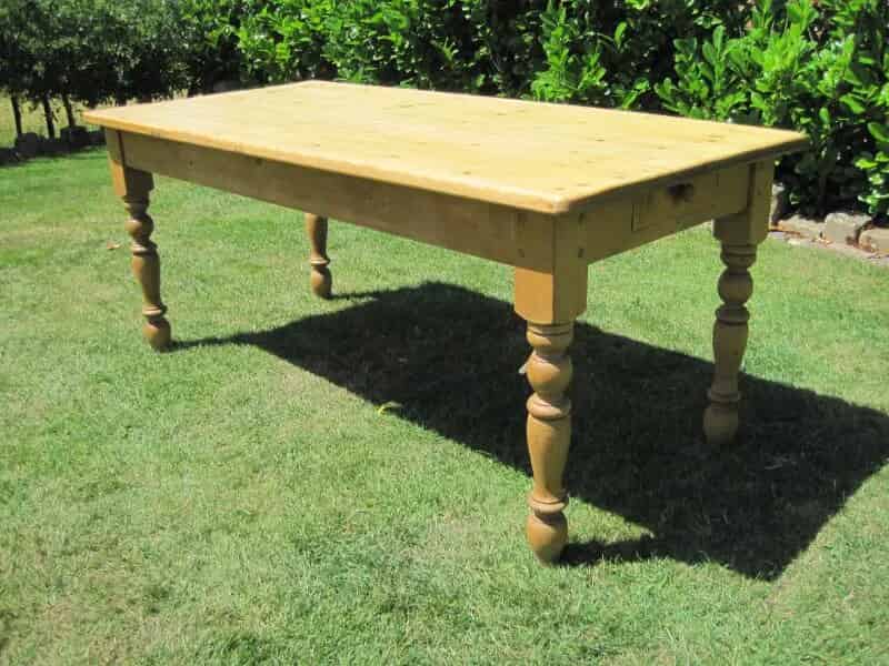 Antique Reclaimed Pine Farmhouse Table with Drawer