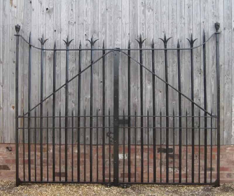 Pair of Victorian Salvaged Antique Wrought Iron Gates with hinges