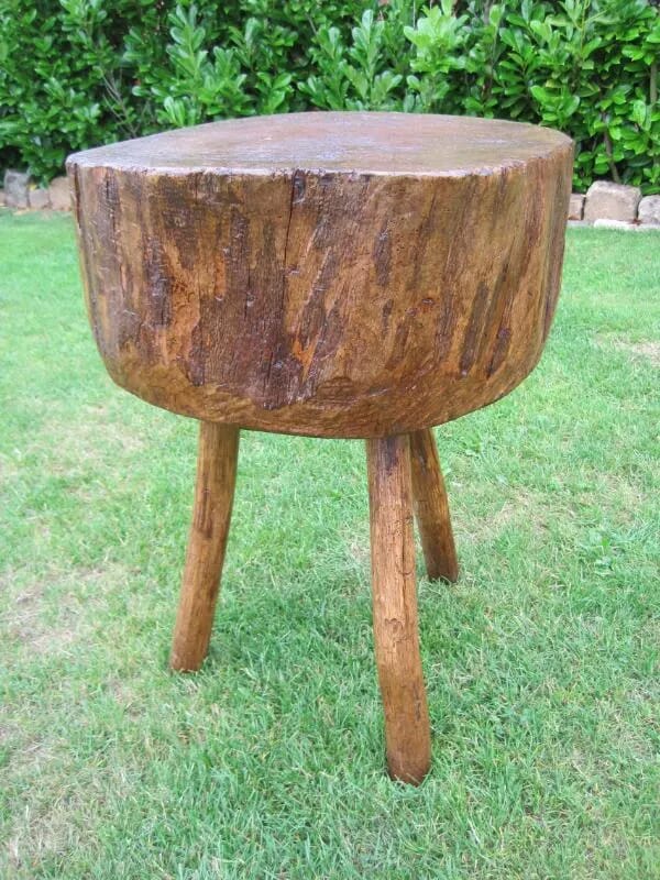 Antique Reclaimed Oak Butchers Block on Original Legs - 4948