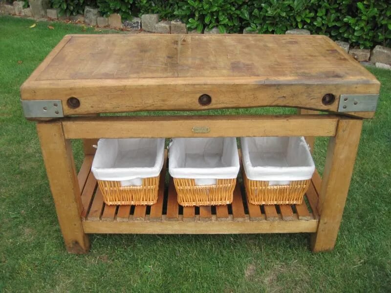 Salvaged Antique Butchers Block on Original Stand - 4962