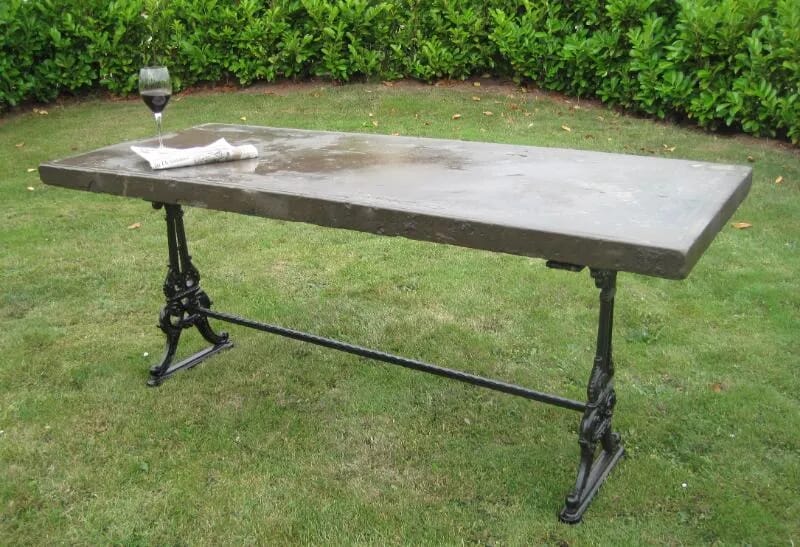 Antique Stone and Victorian Cast Iron Garden Table - 4750