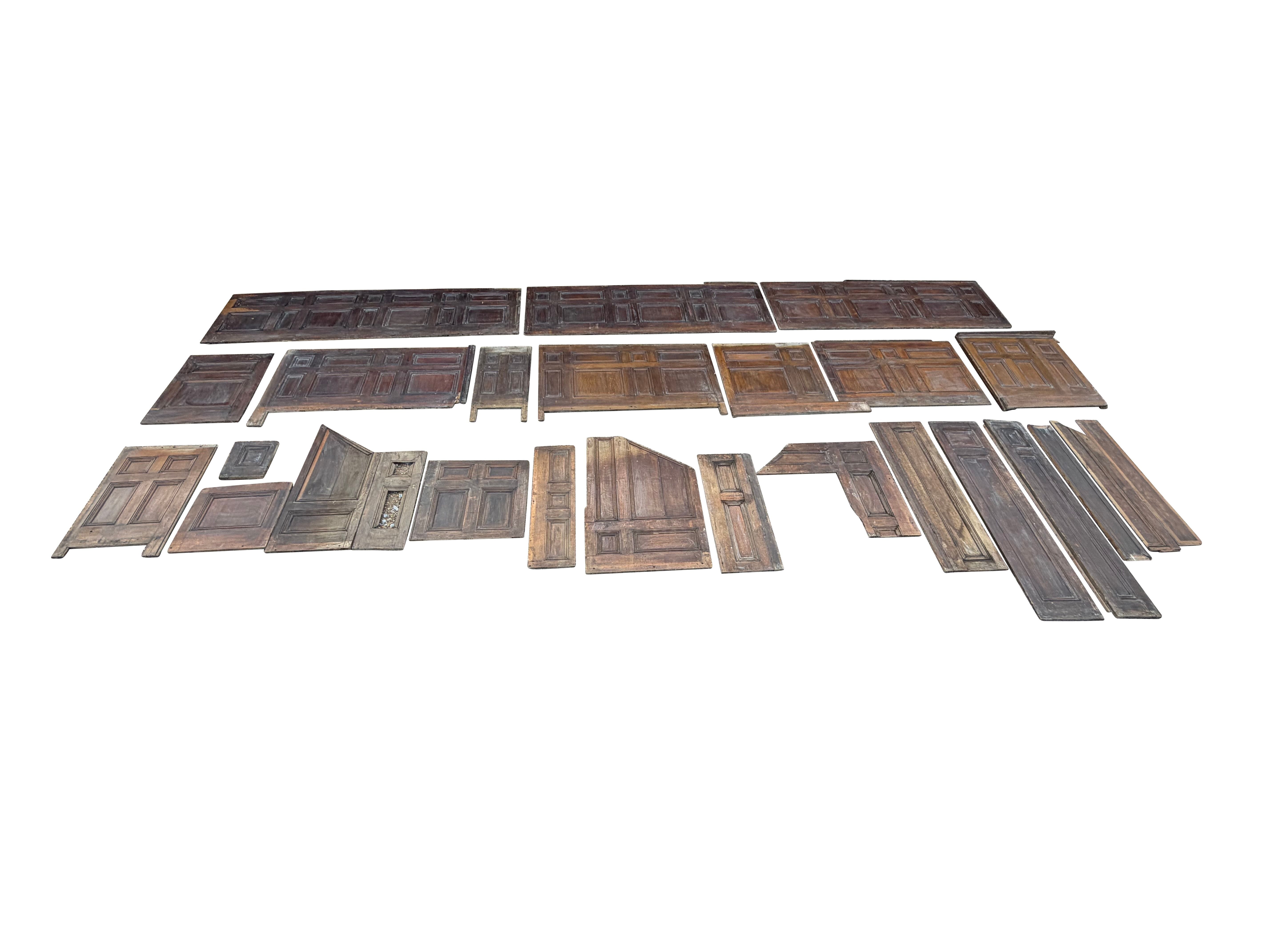 Antique Solid Oak Reclaimed Dado Height Wall Panelling - 11028