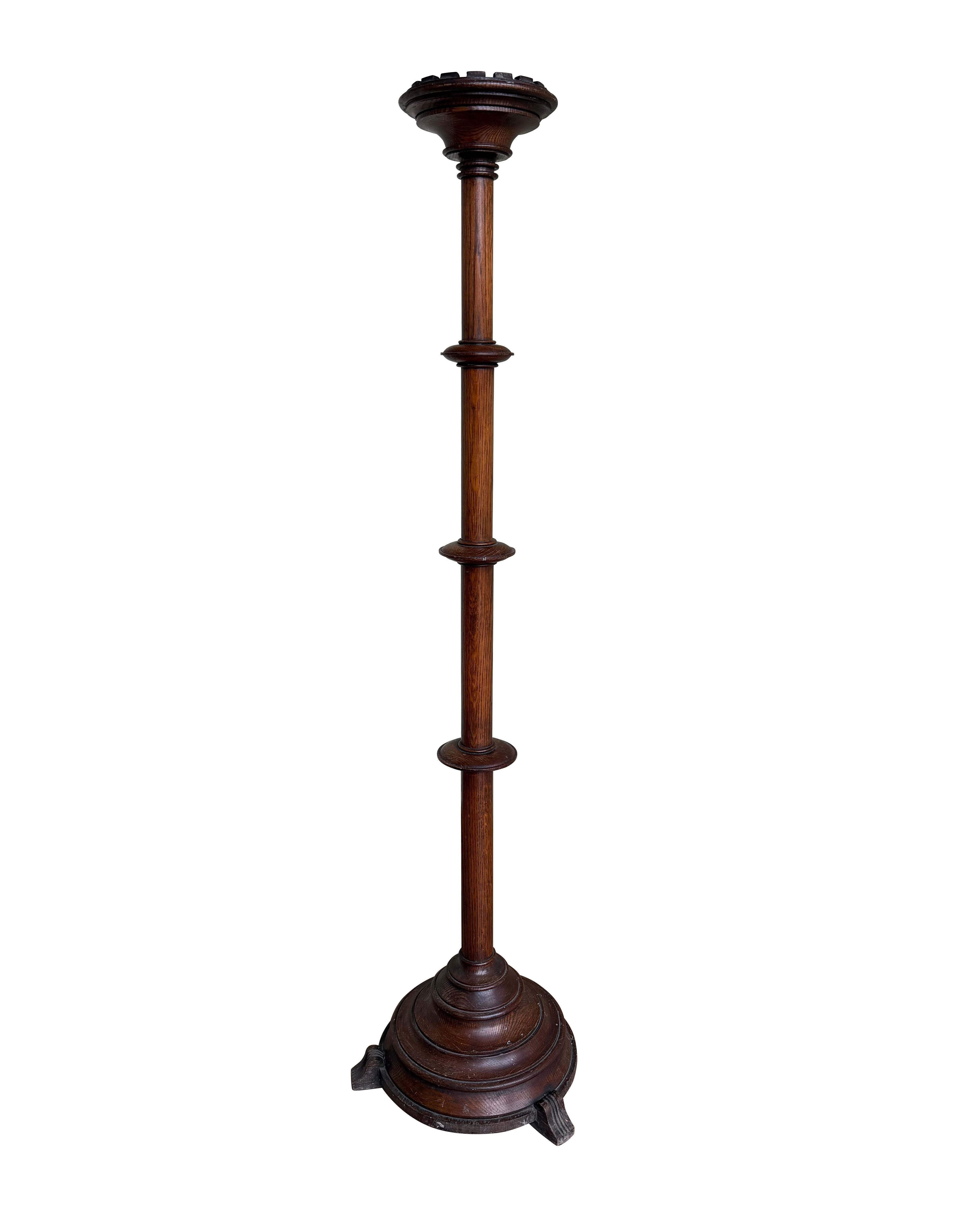 Large Oak Antique Reclaimed Candlestick - 11021