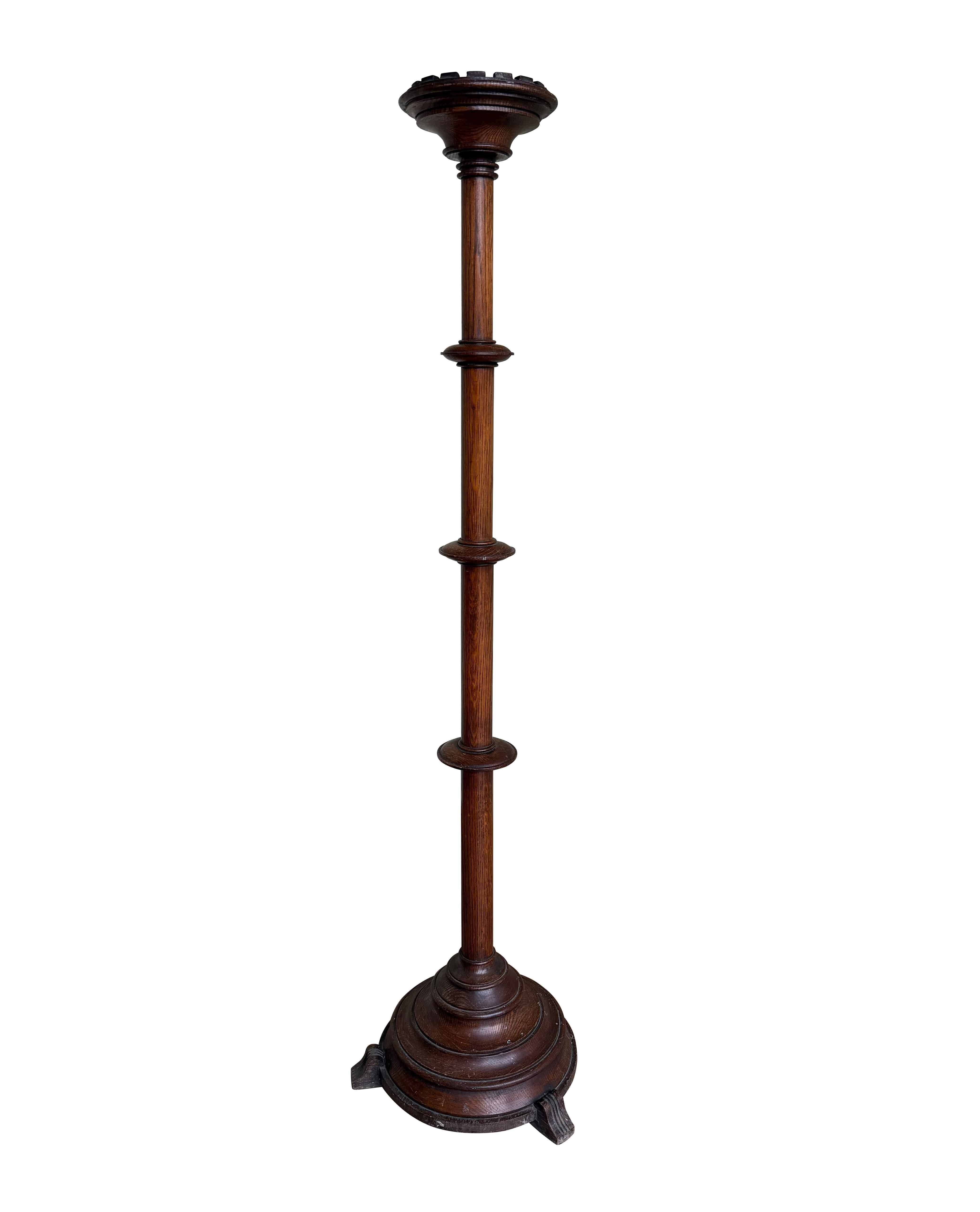 Large Oak Antique Reclaimed Candlestick