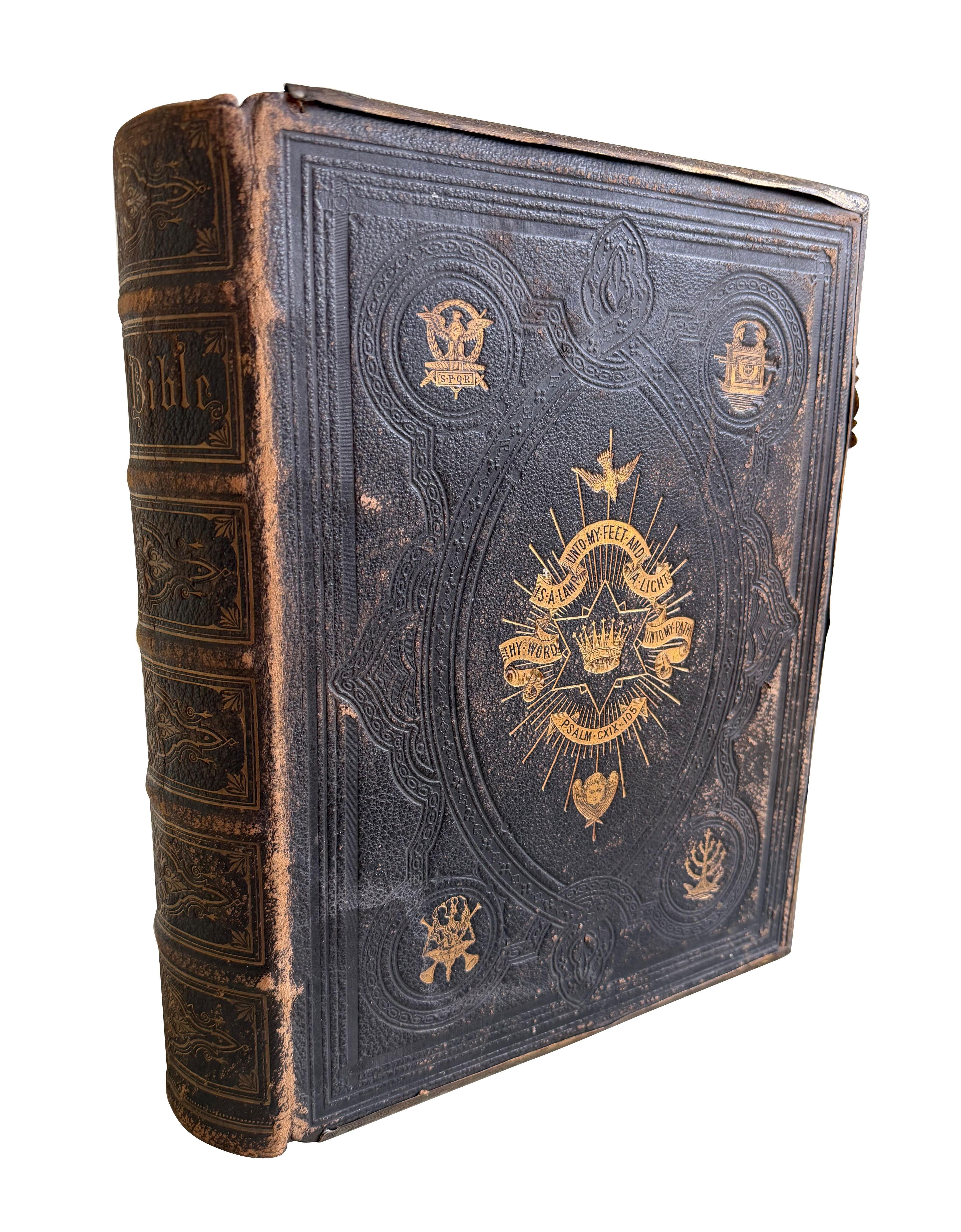 Antique Browns Self Interpreting Family Bible - 11018A