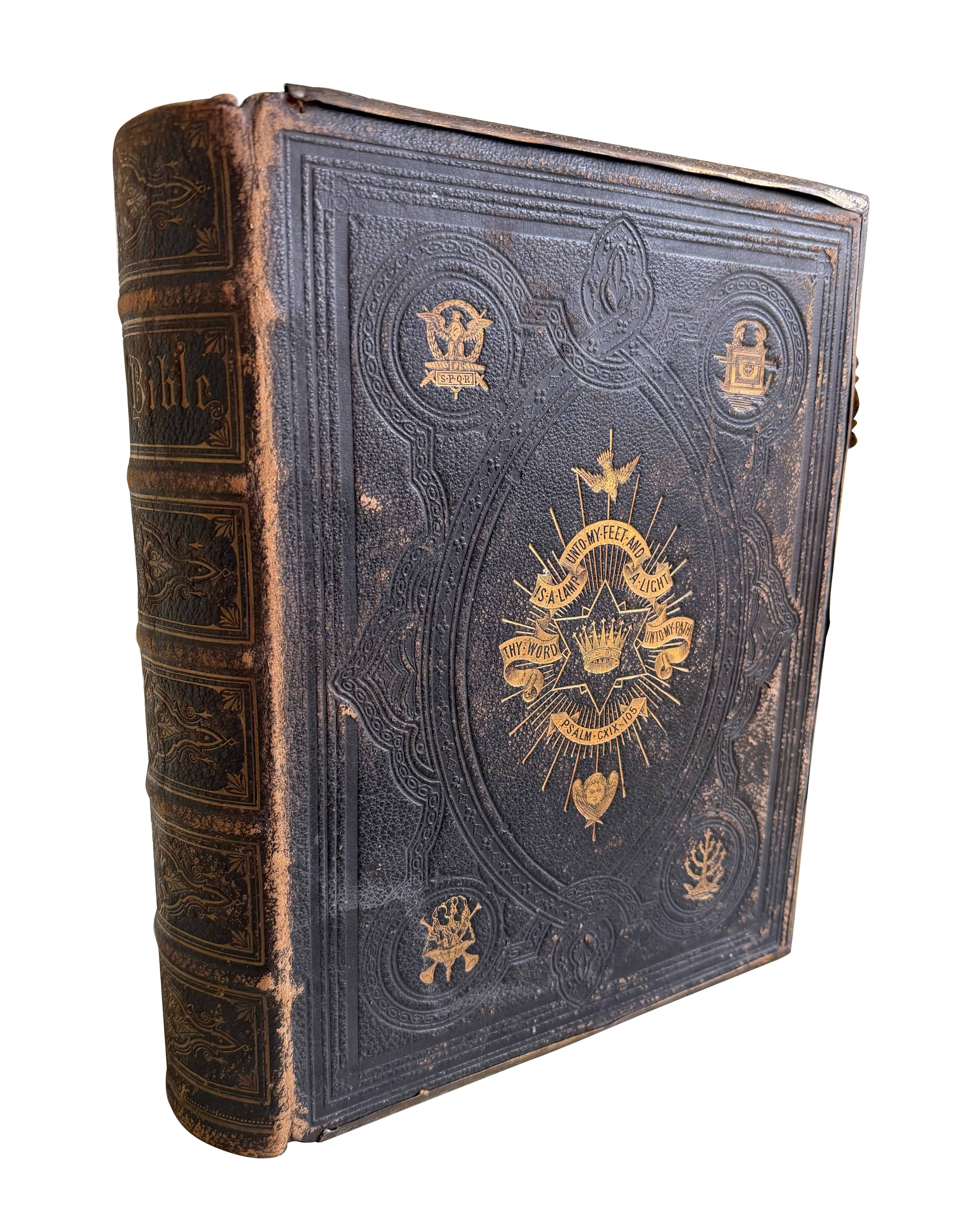 Antique Browns Self Interpreting Family Bible