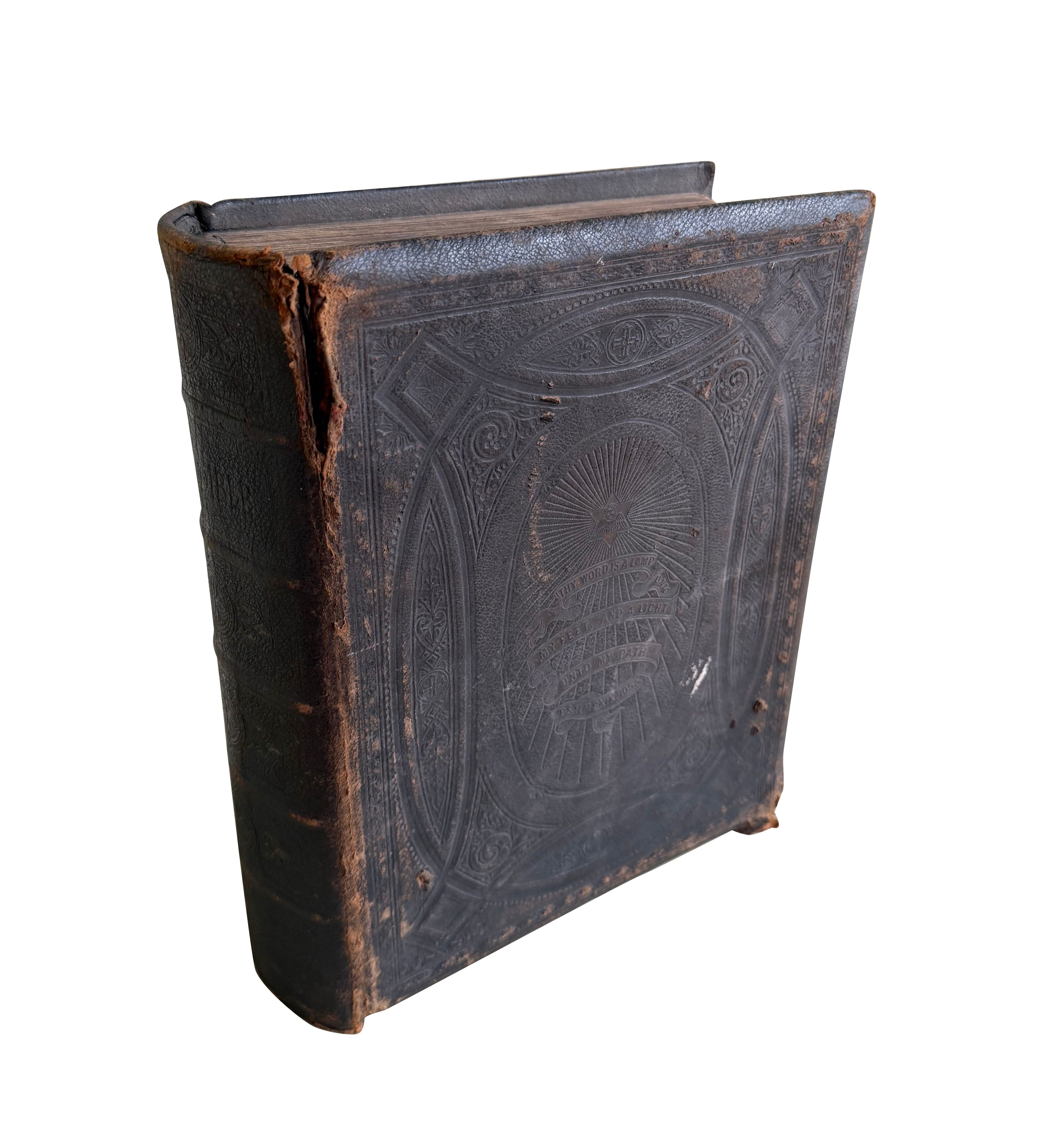 Antique Browns Self Interpreting Family Church Bible - 11018B