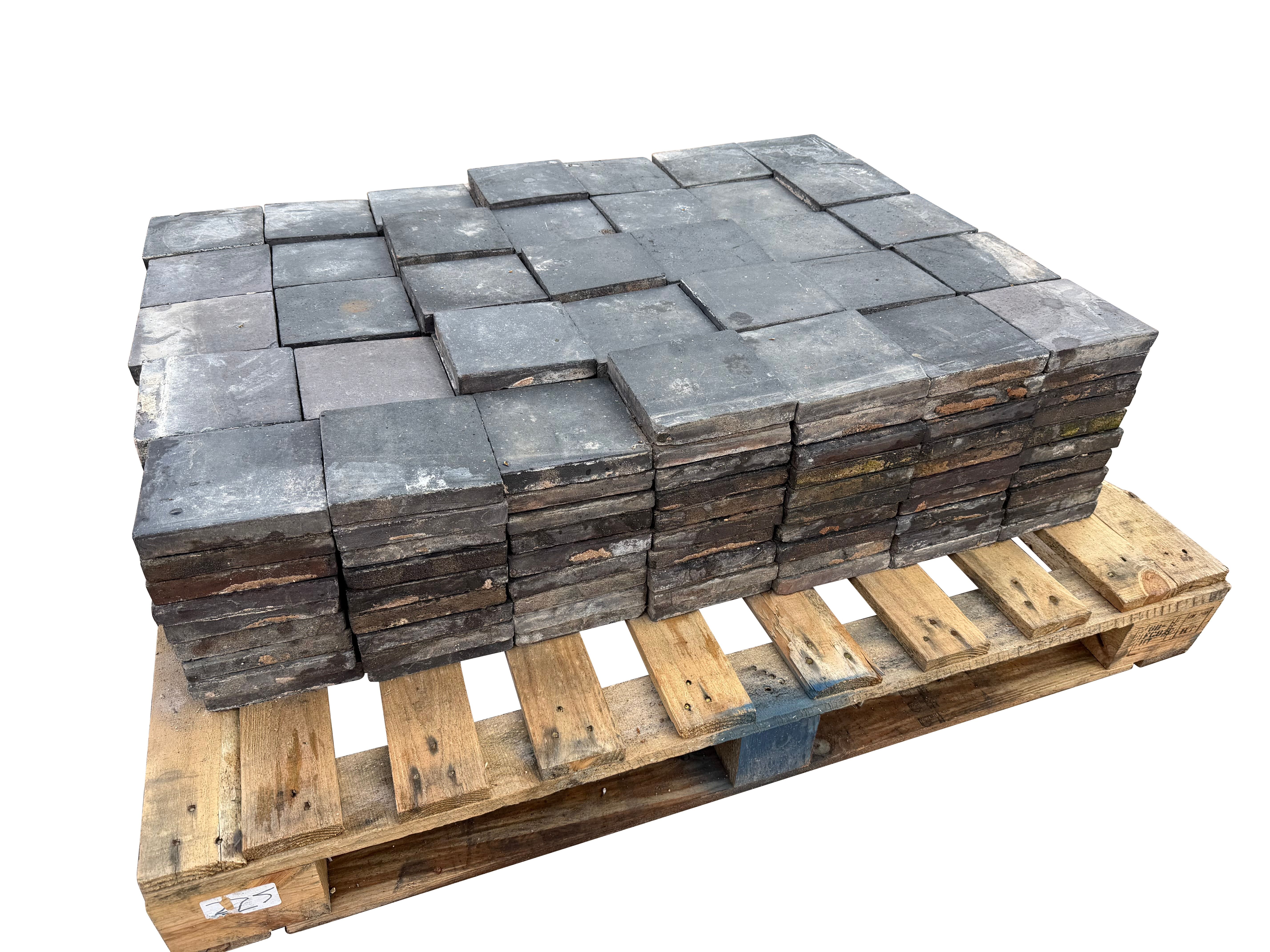 Batch of 338 Reclaimed Blue Quarry Floor Tiles - 11012