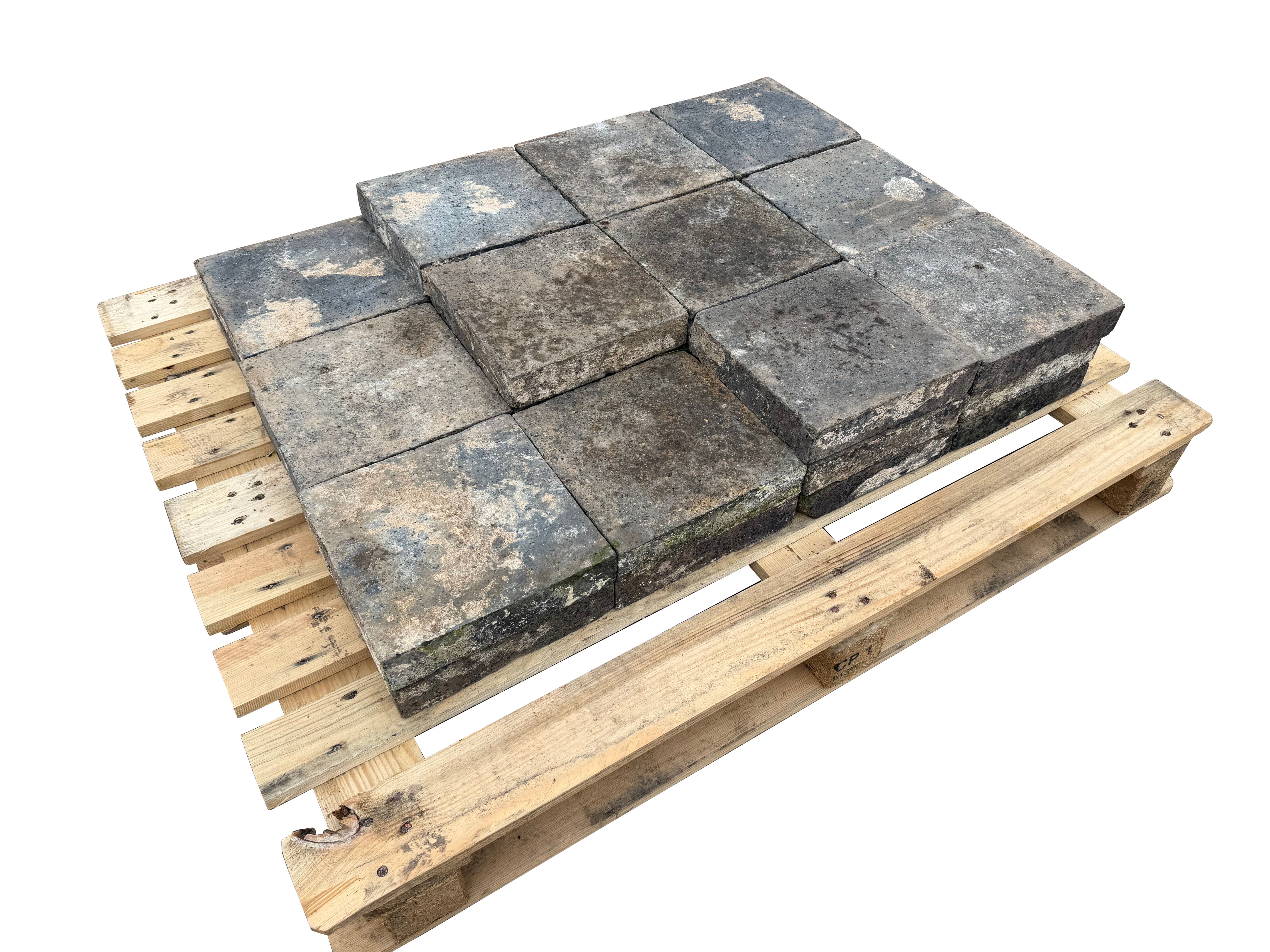 Batch of 32 Reclaimed Blue Quarry Floor Tiles - 11044