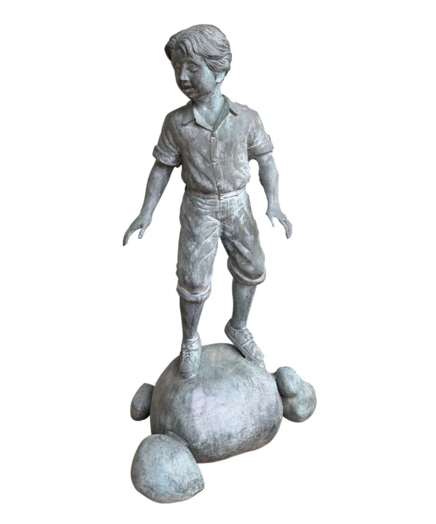 Bronze Elite Boy On Stepping Stones By Henri - 11033