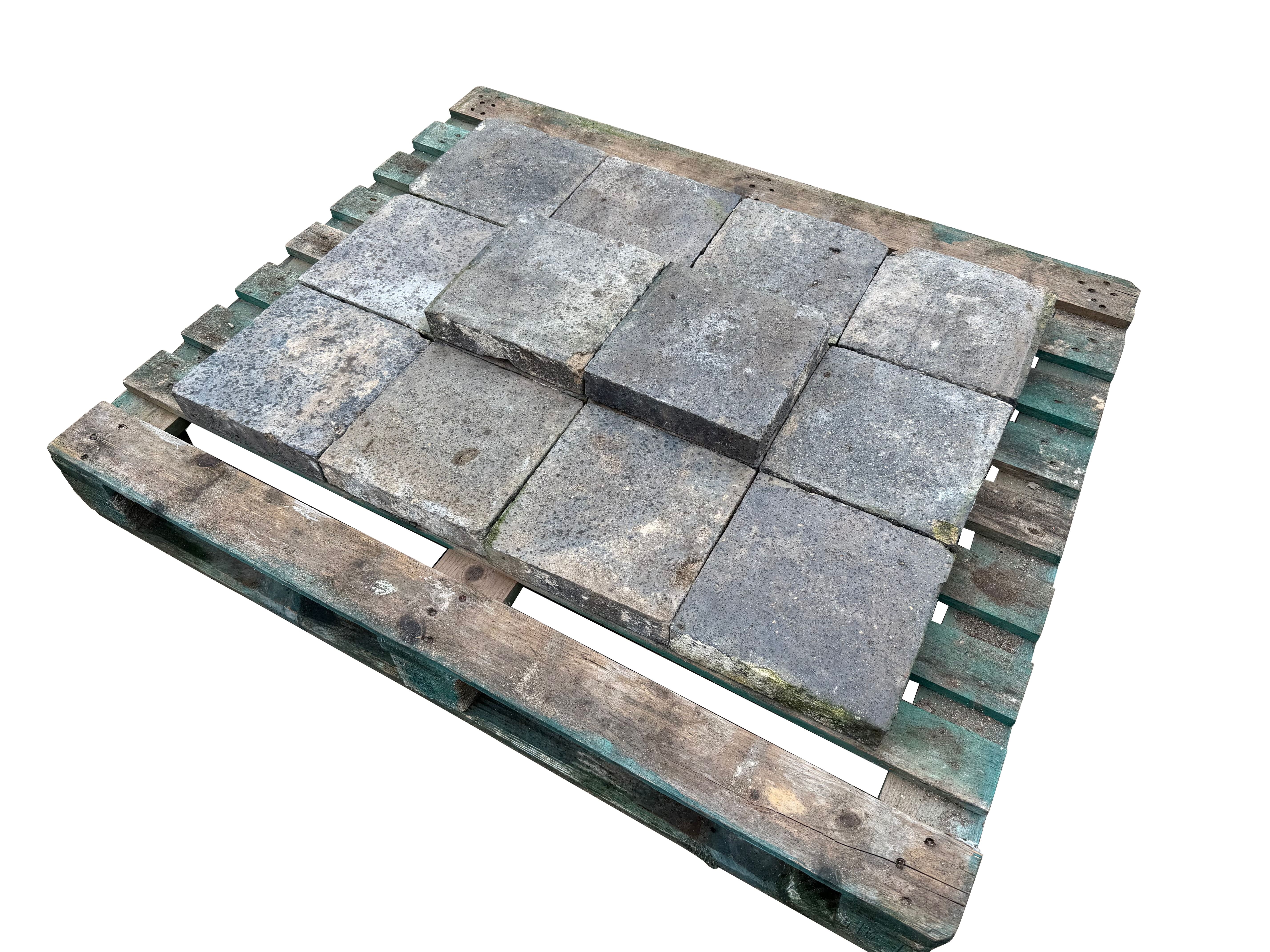 Batch of 14 Reclaimed Blue Quarry Floor Tiles - 11045