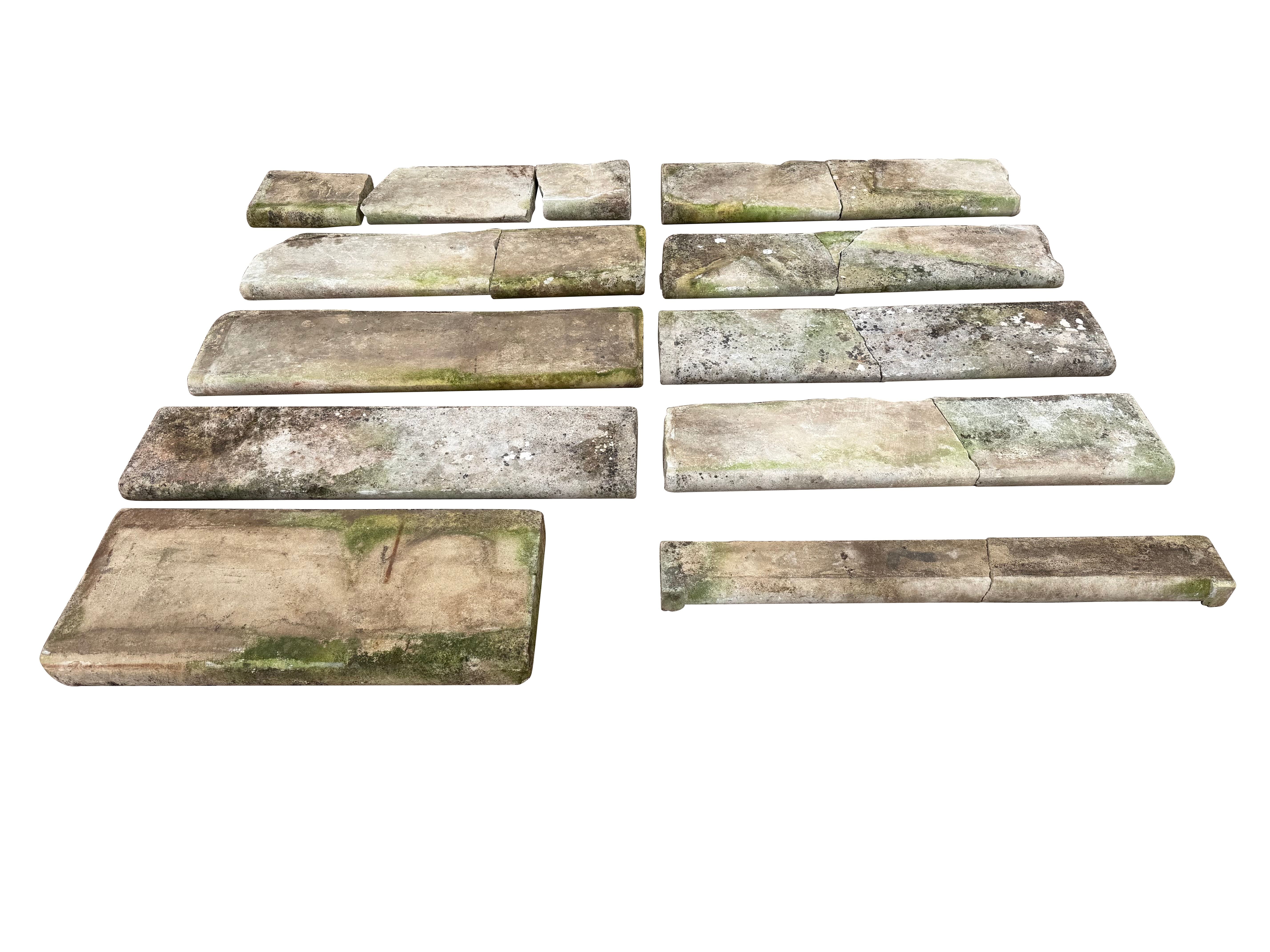 Antique Reclaimed Solid Stone Bullnose Entrance Steps - 11027