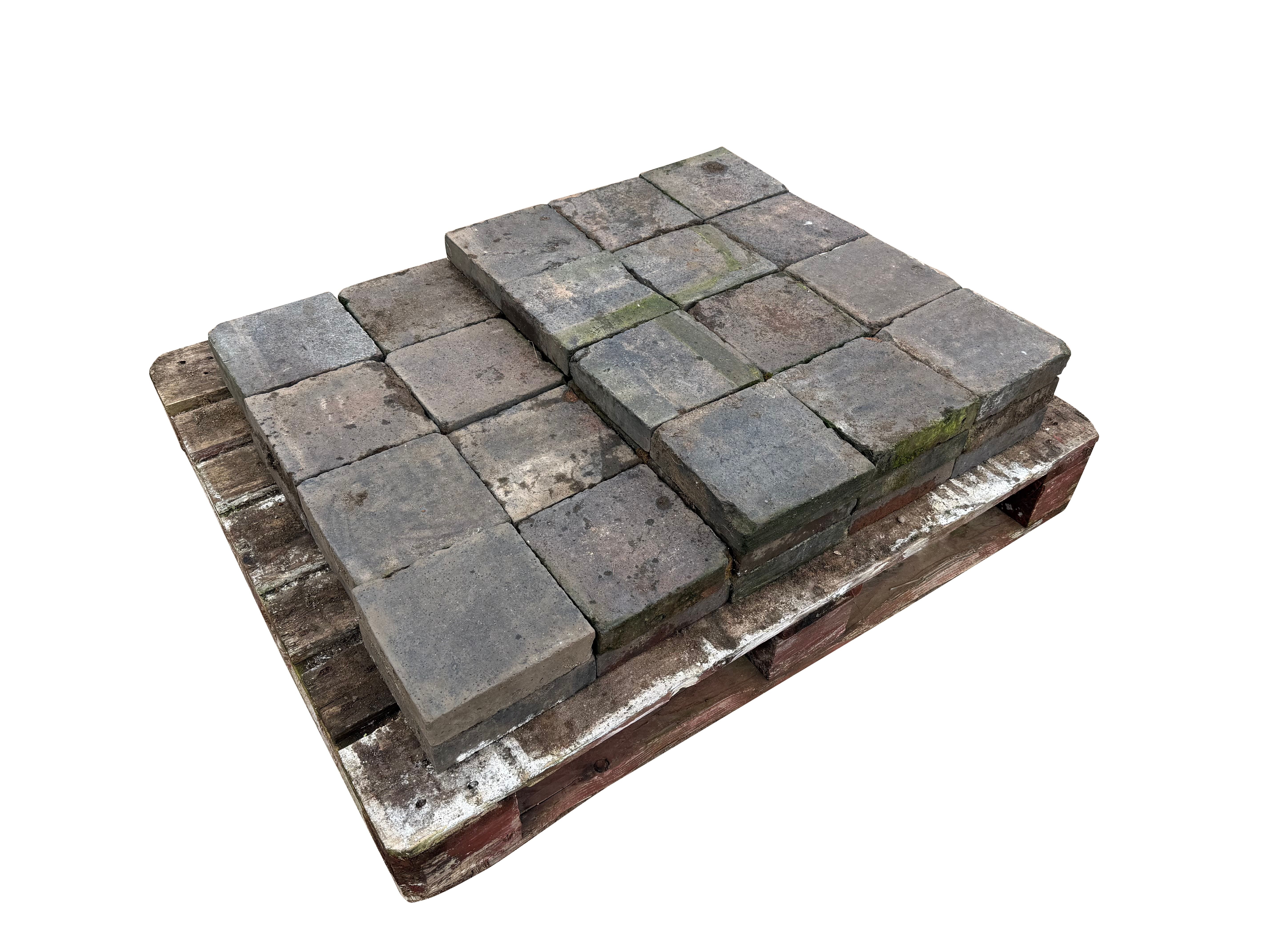 Batch of 52 Reclaimed Blue Quarry Floor Tiles - 11048