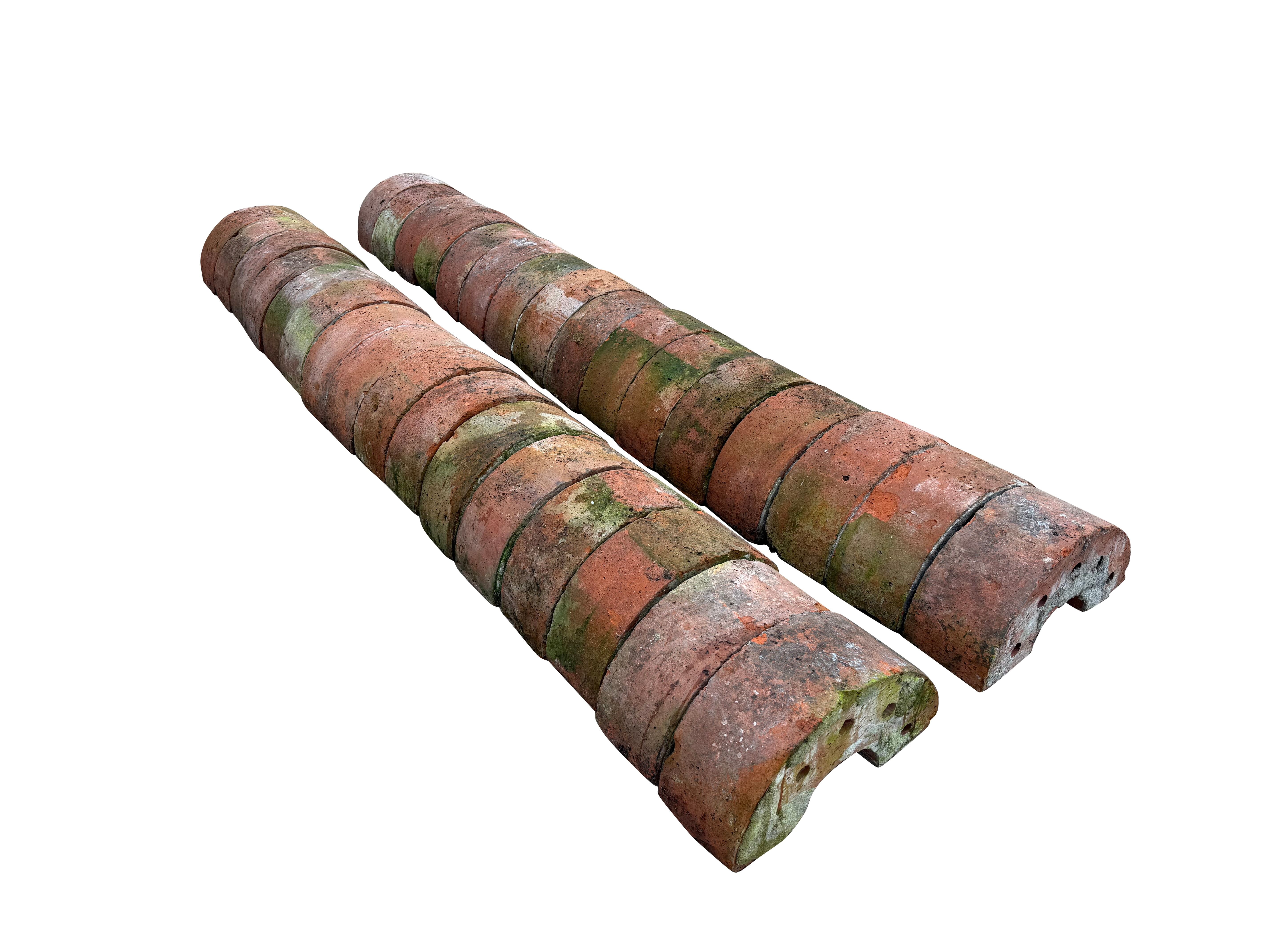 Reclaimed Antique Large Teracotta Half Round Wall Coping - 11078
