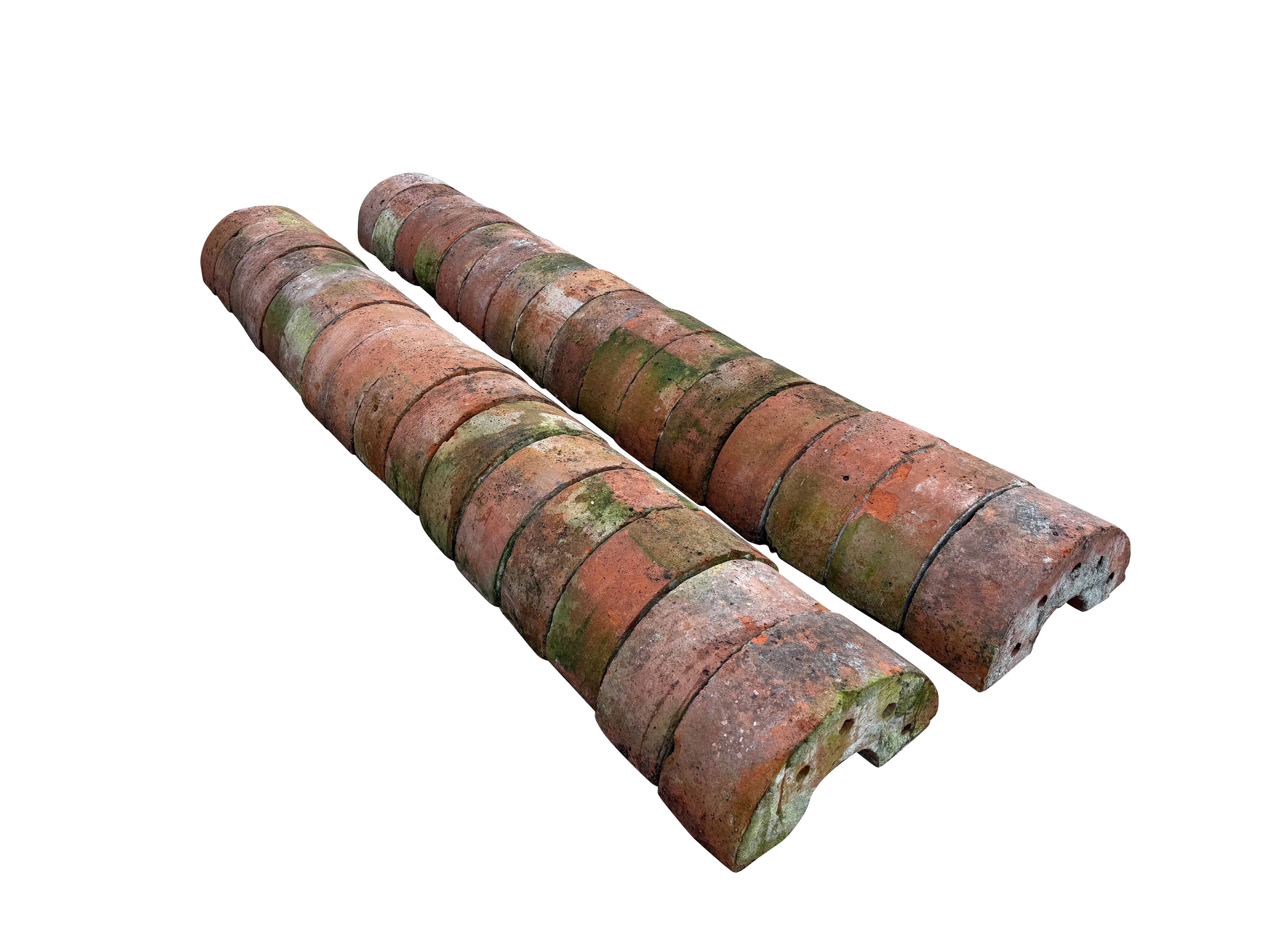 Reclaimed Antique Large Teracotta Half Round Wall Coping