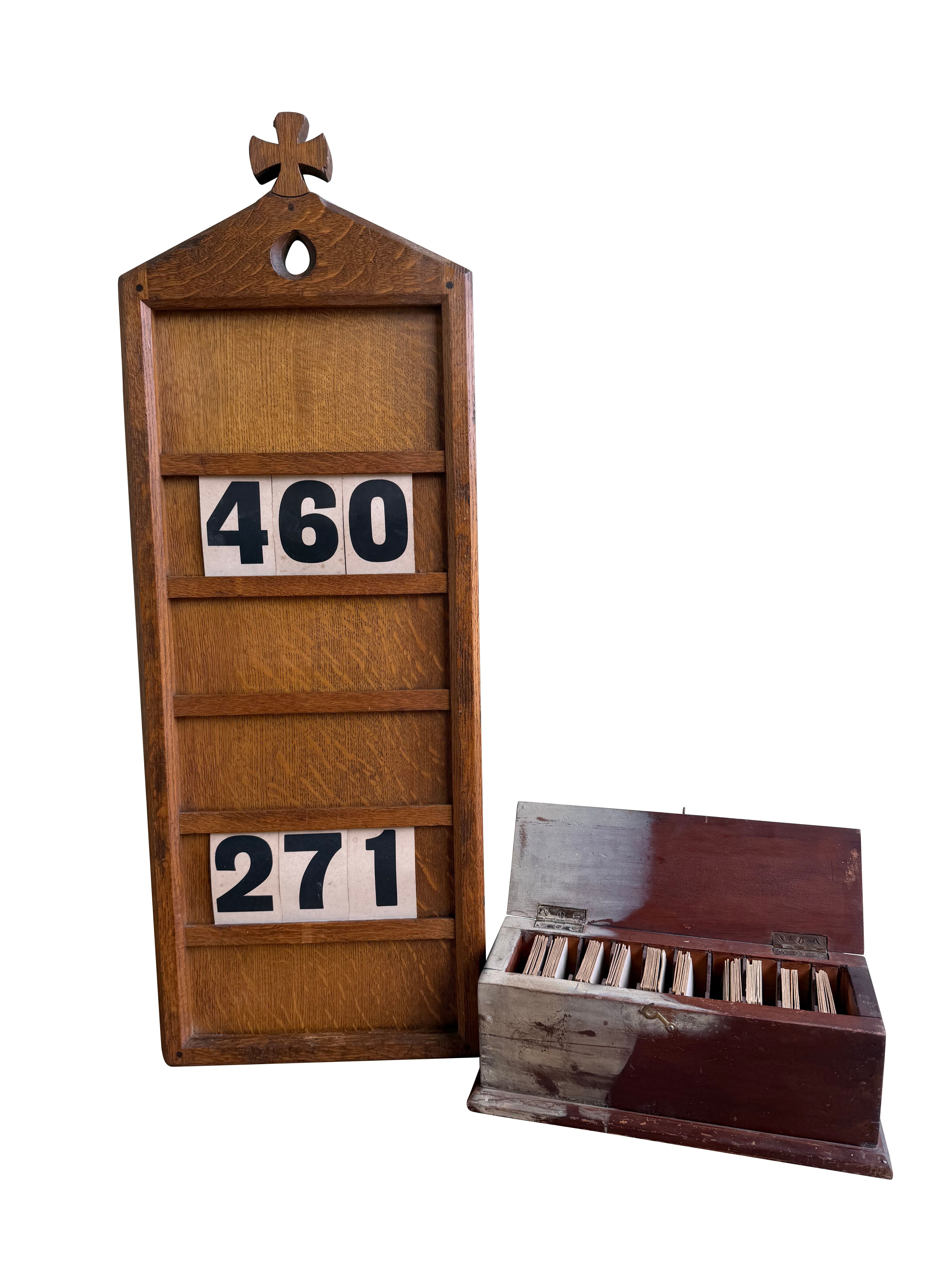 Antique Church Hymn Board & Box Of Numbers - 11020