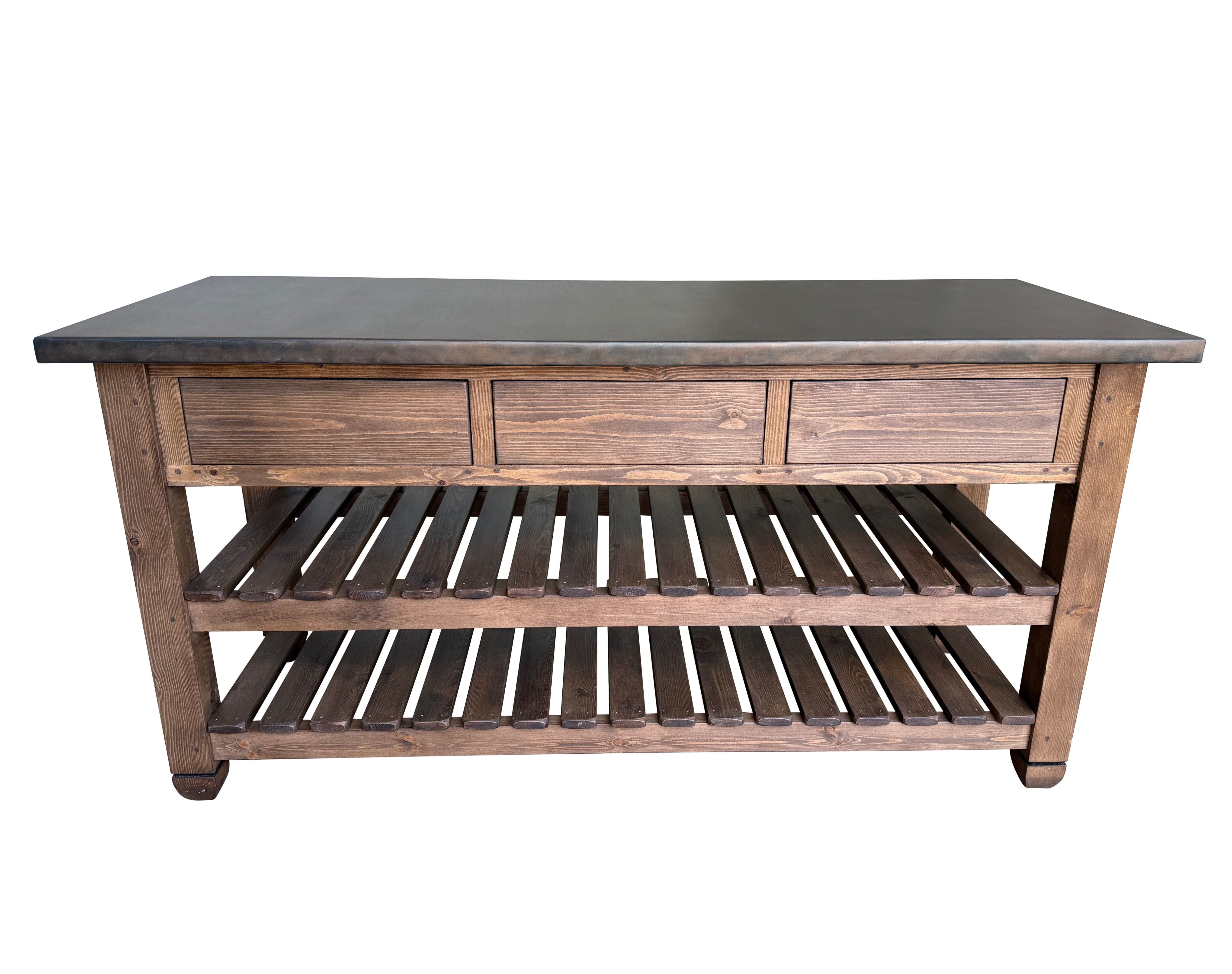 Handmade Antique Zinc Kitchen Central Island Storage - D2344