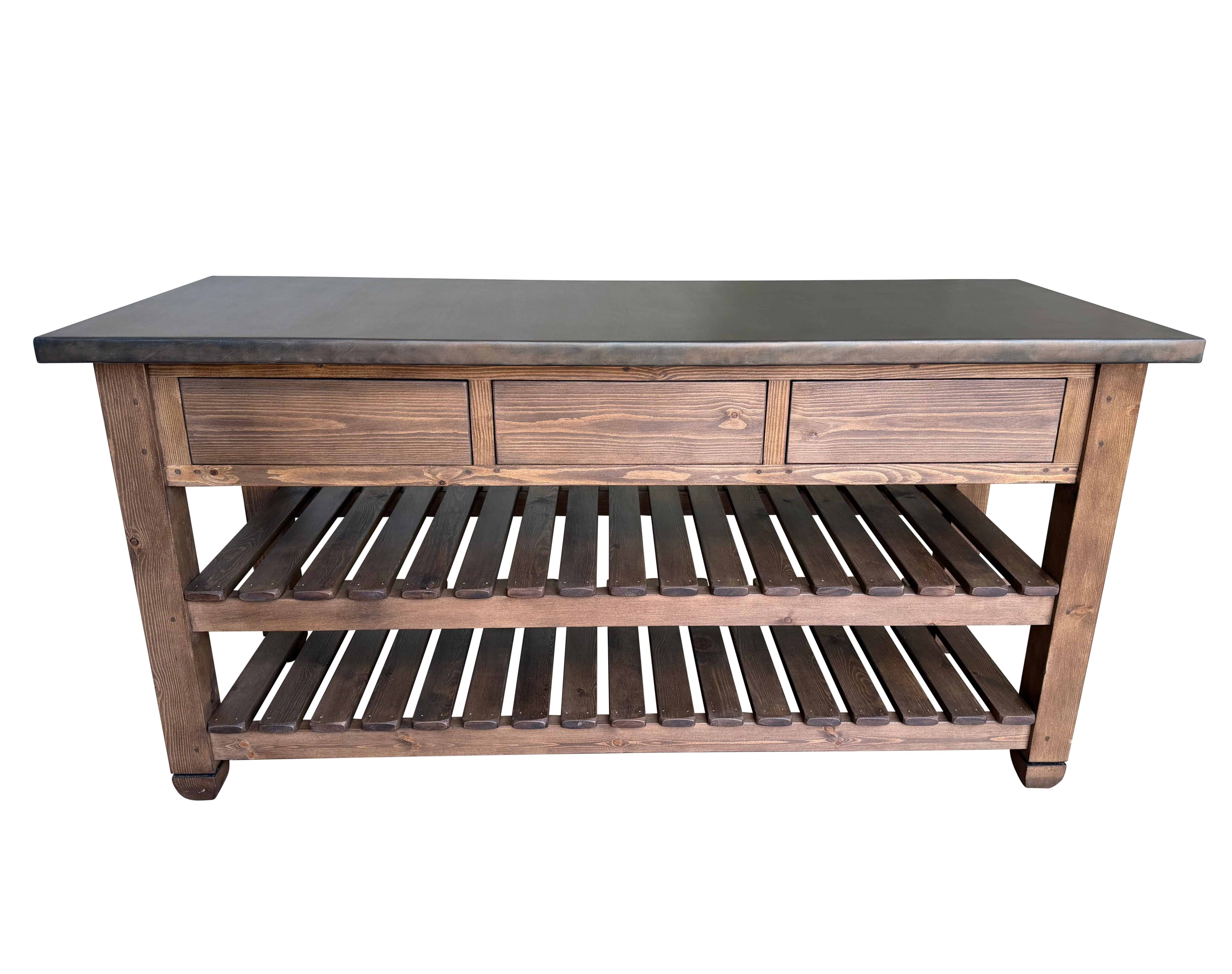 Handmade Antique Zinc Kitchen Central Island Storage