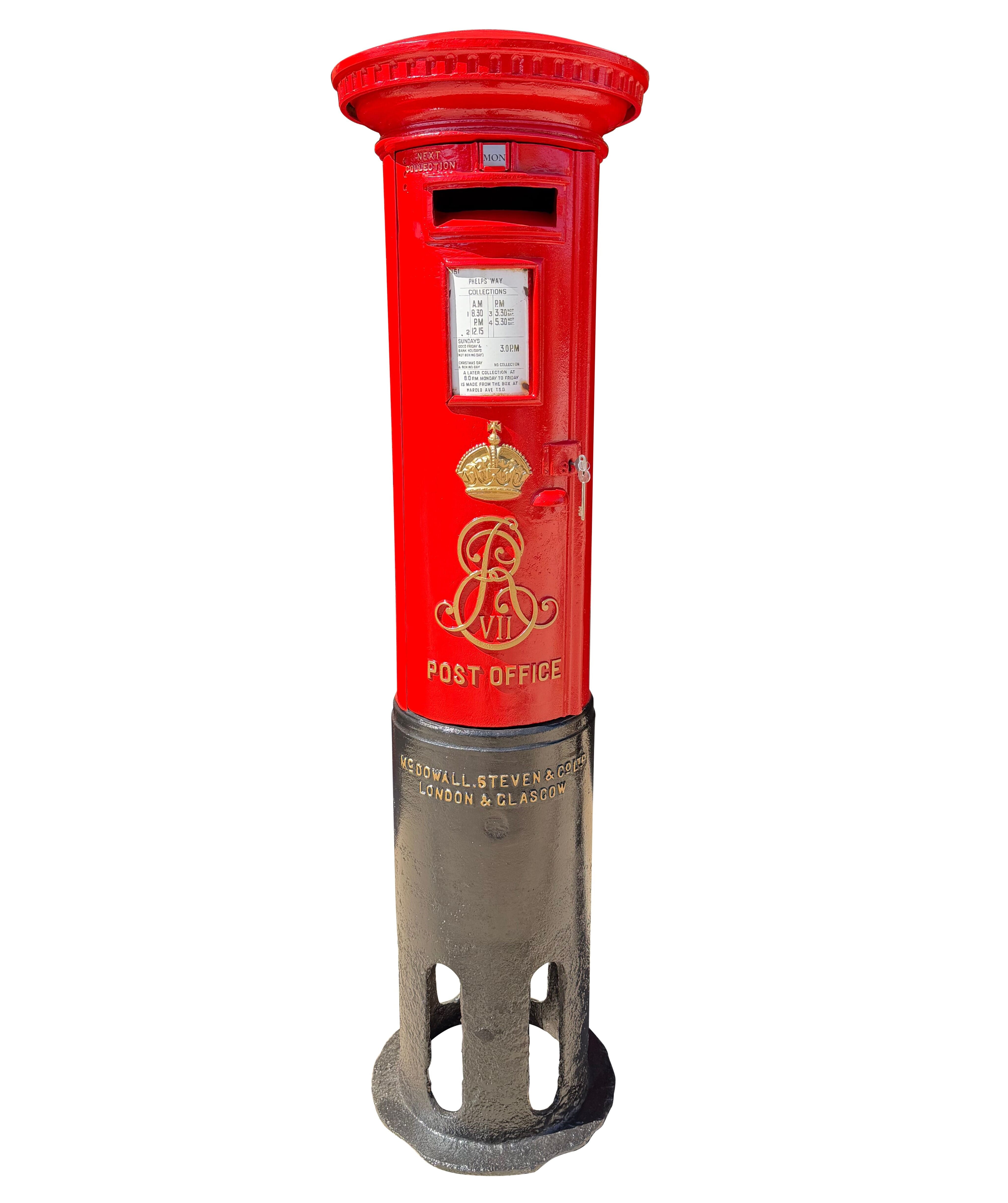 Original Edward VII Post Office Cast Iron Pillar Box - 10475