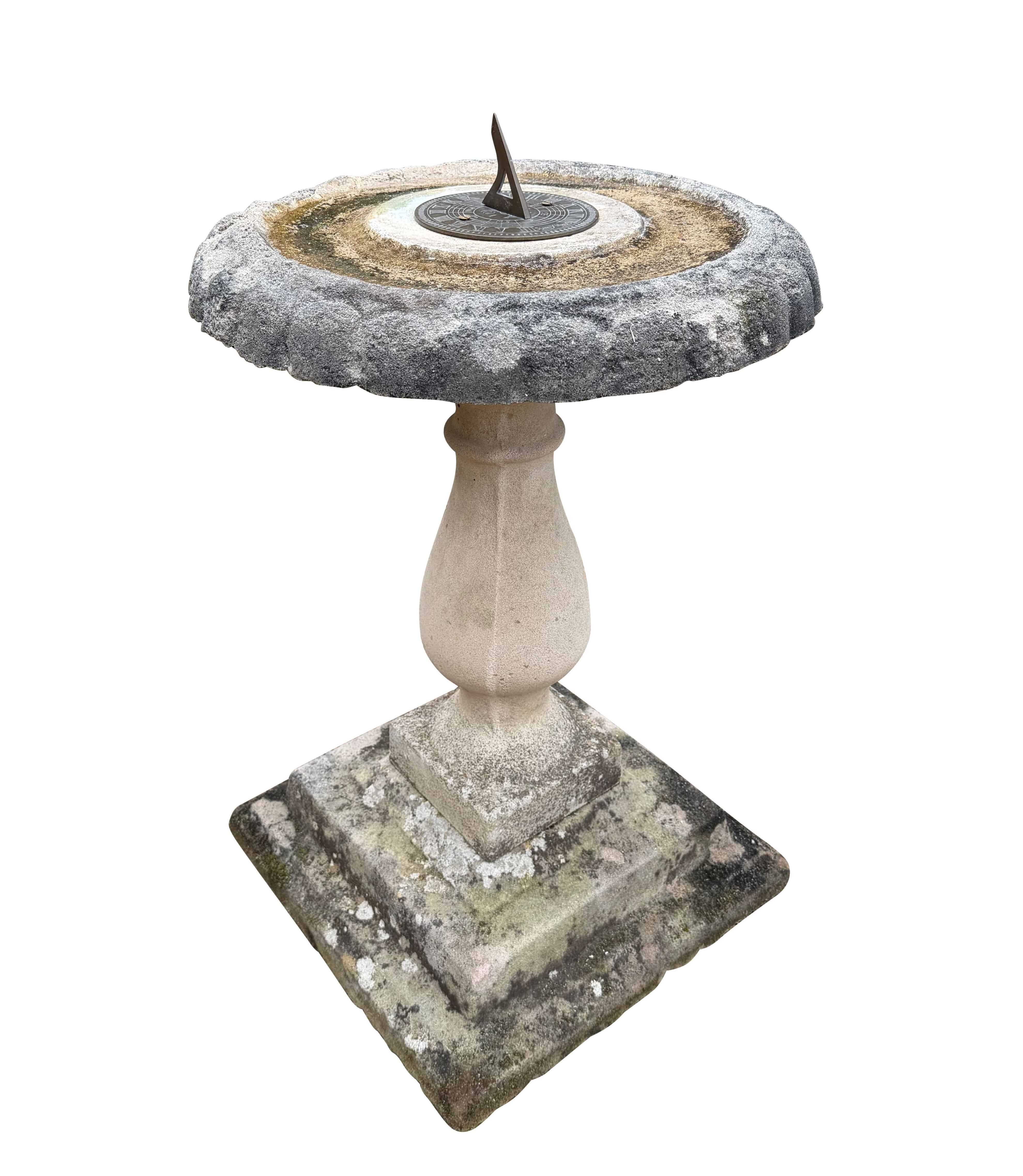 Garden Reconstituted Stone Bird Bath and Sundial