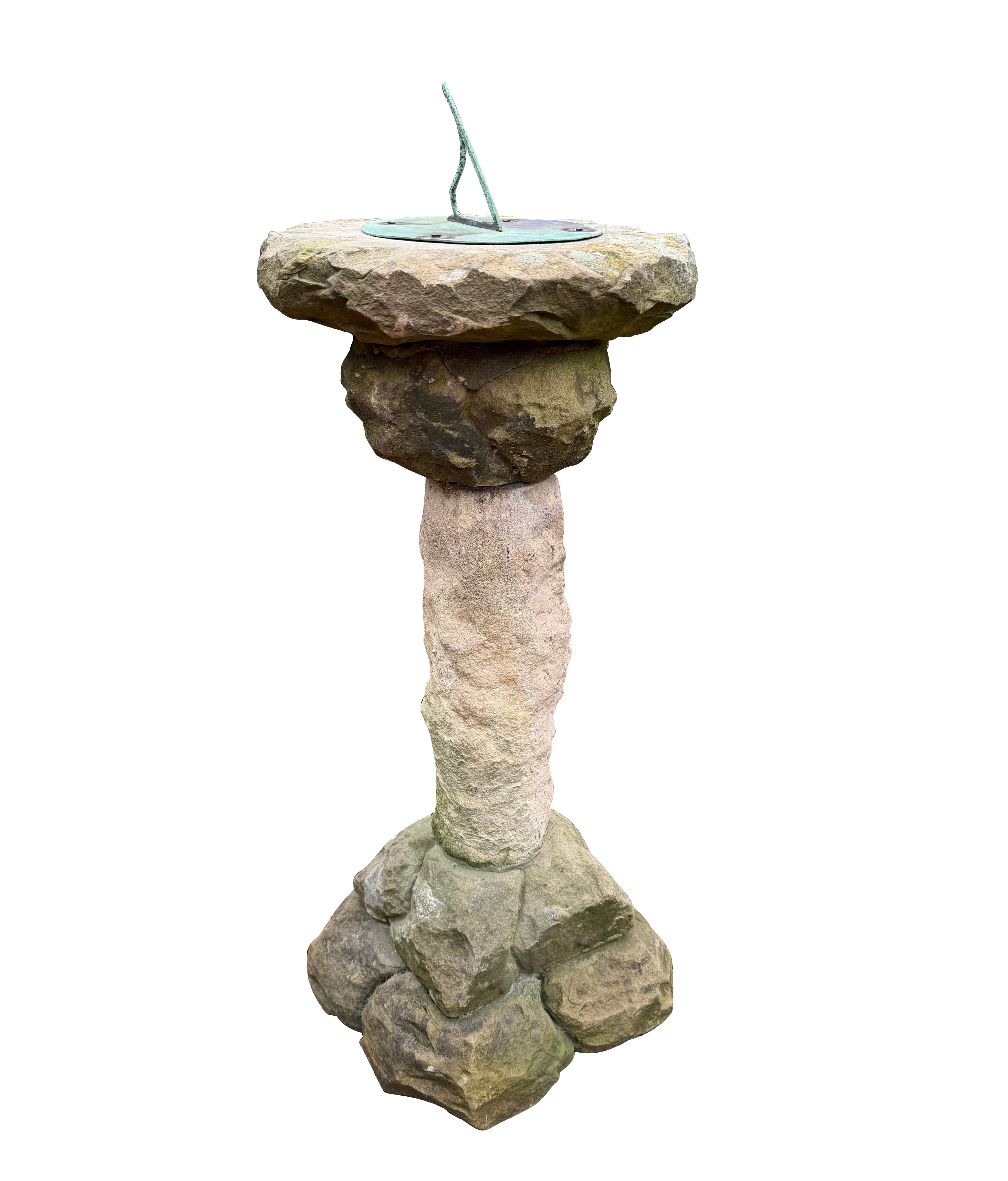 Reclaimed Garden Antique Hand Carved Solid Stone Sundial - 11075
