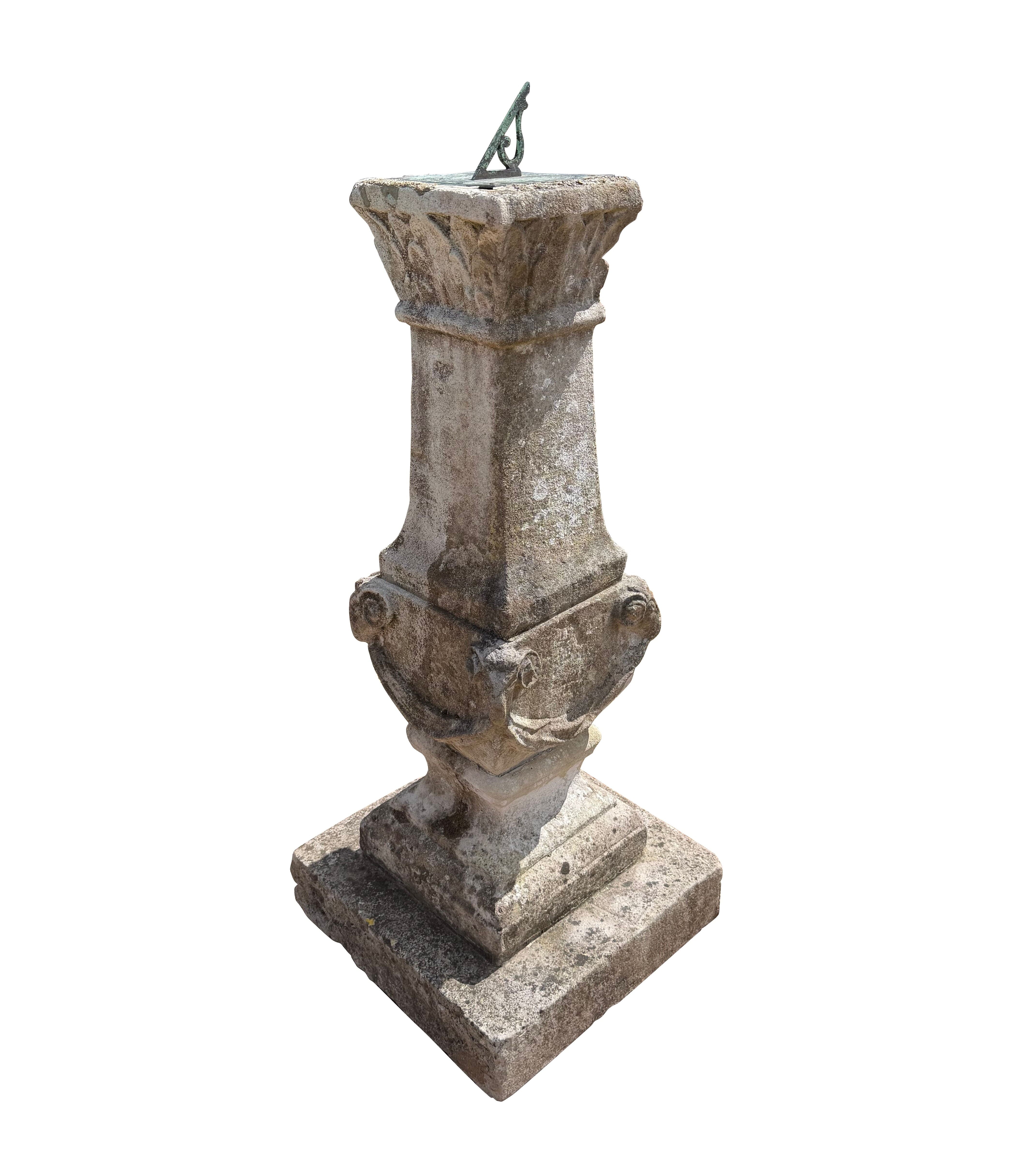 Victorian Garden Hand Carved Portland Stone Sundial - 11079