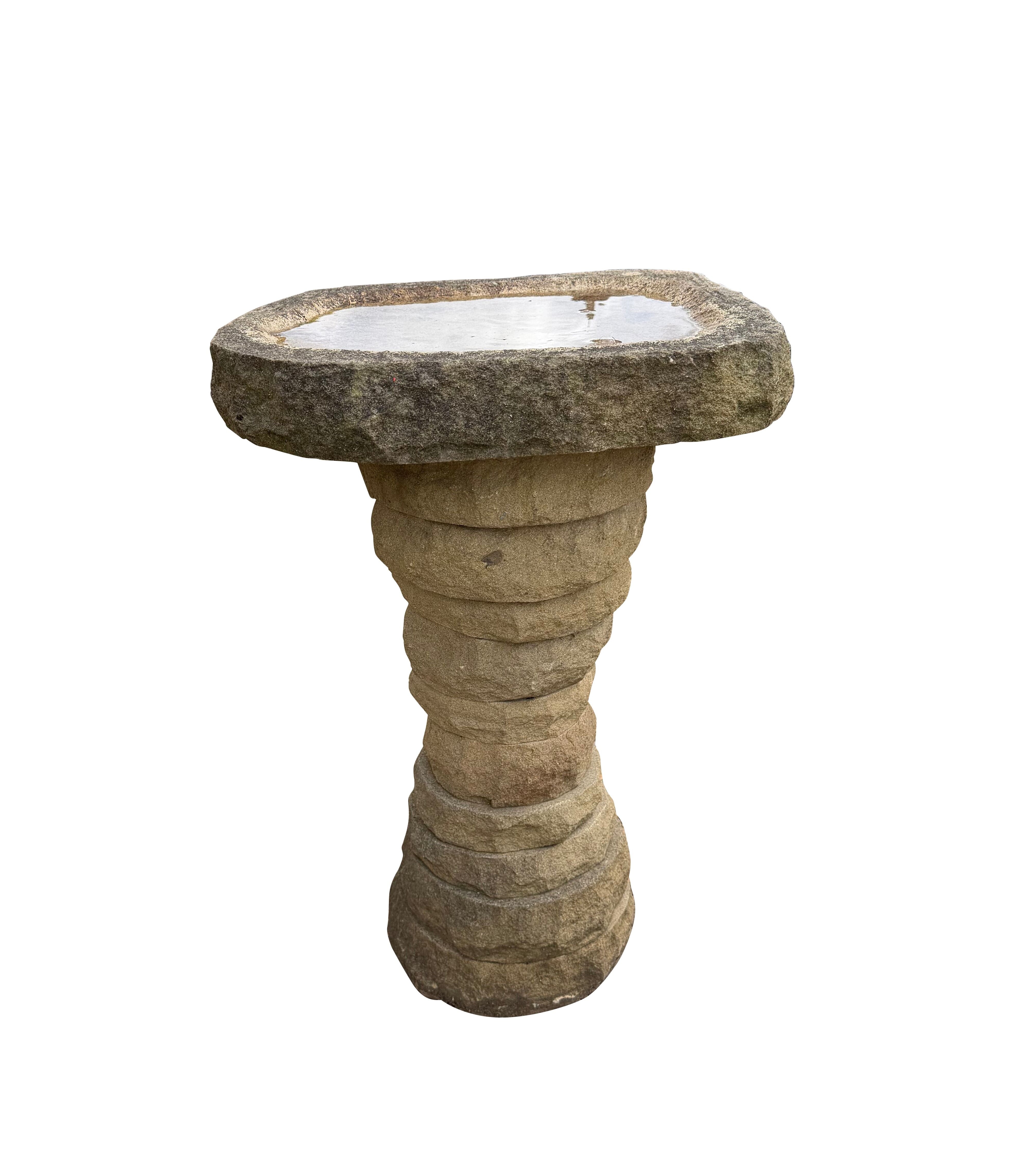 Victorian Hand Carved Stone Rustic Garden Bird Bath - 11098A