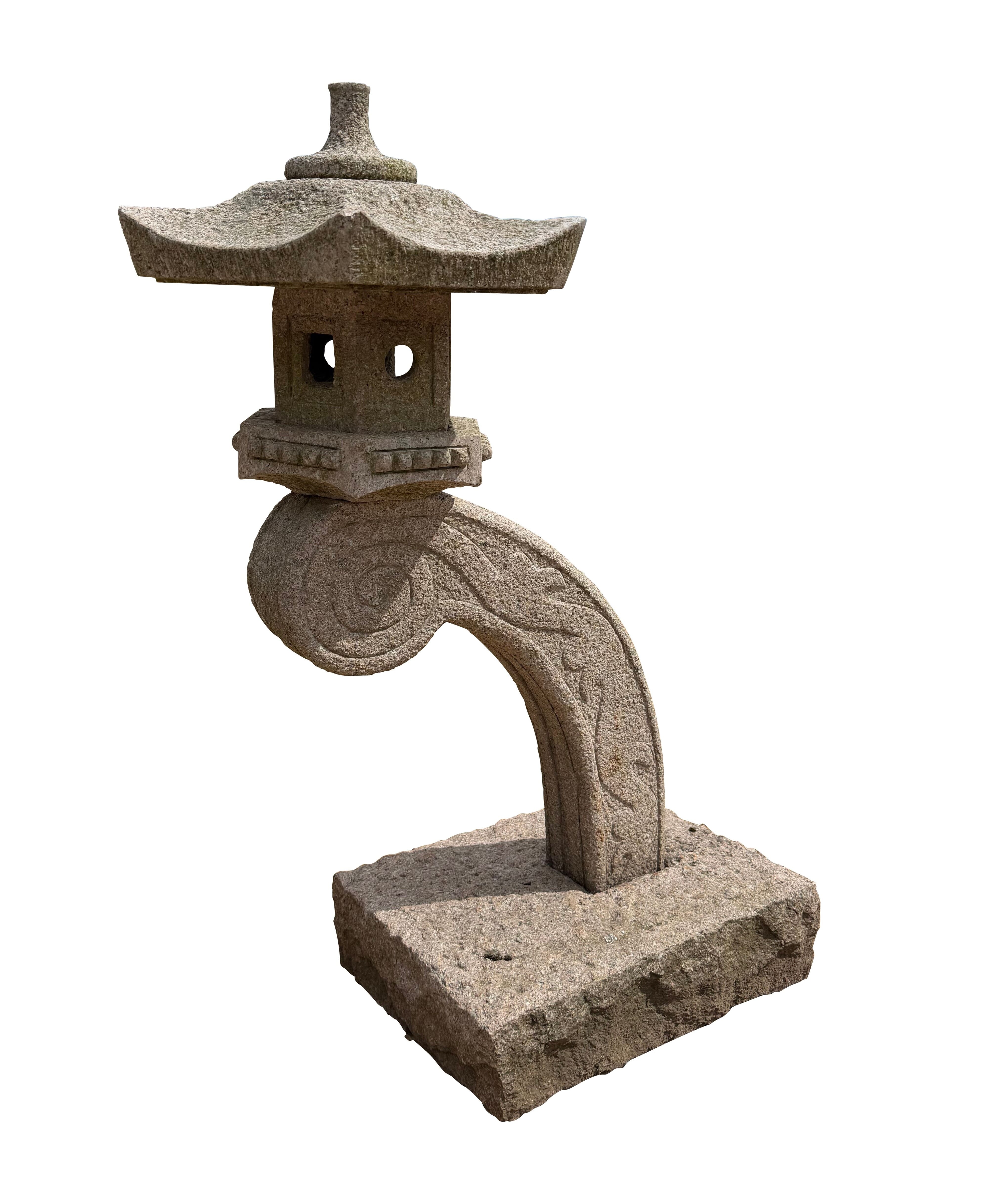 Reclaimed Hand Carved Granite Japanese Garden Lantern - 11100