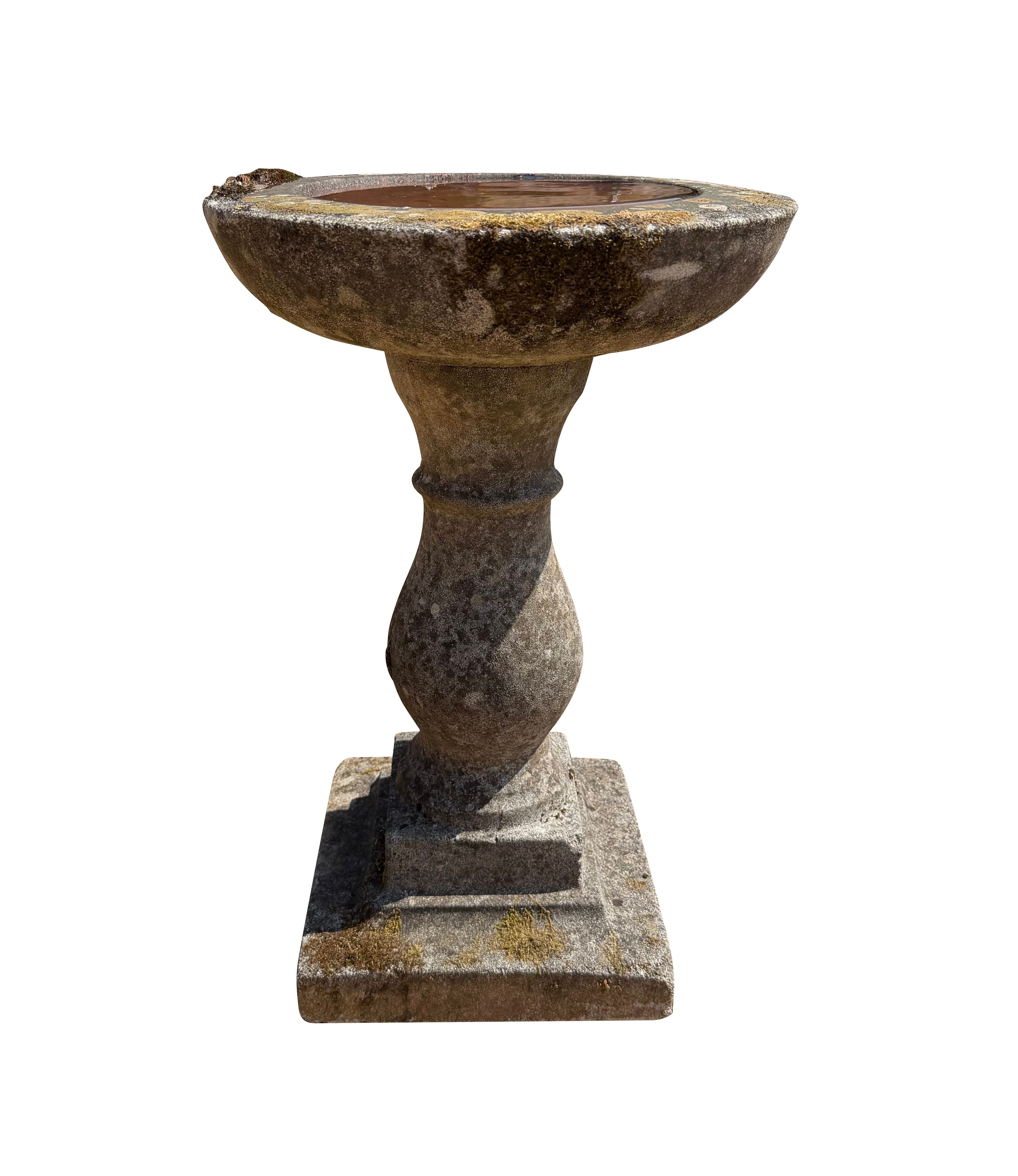 Salvaged Reconstituted Stone Garden Bird Bath - 11098C
