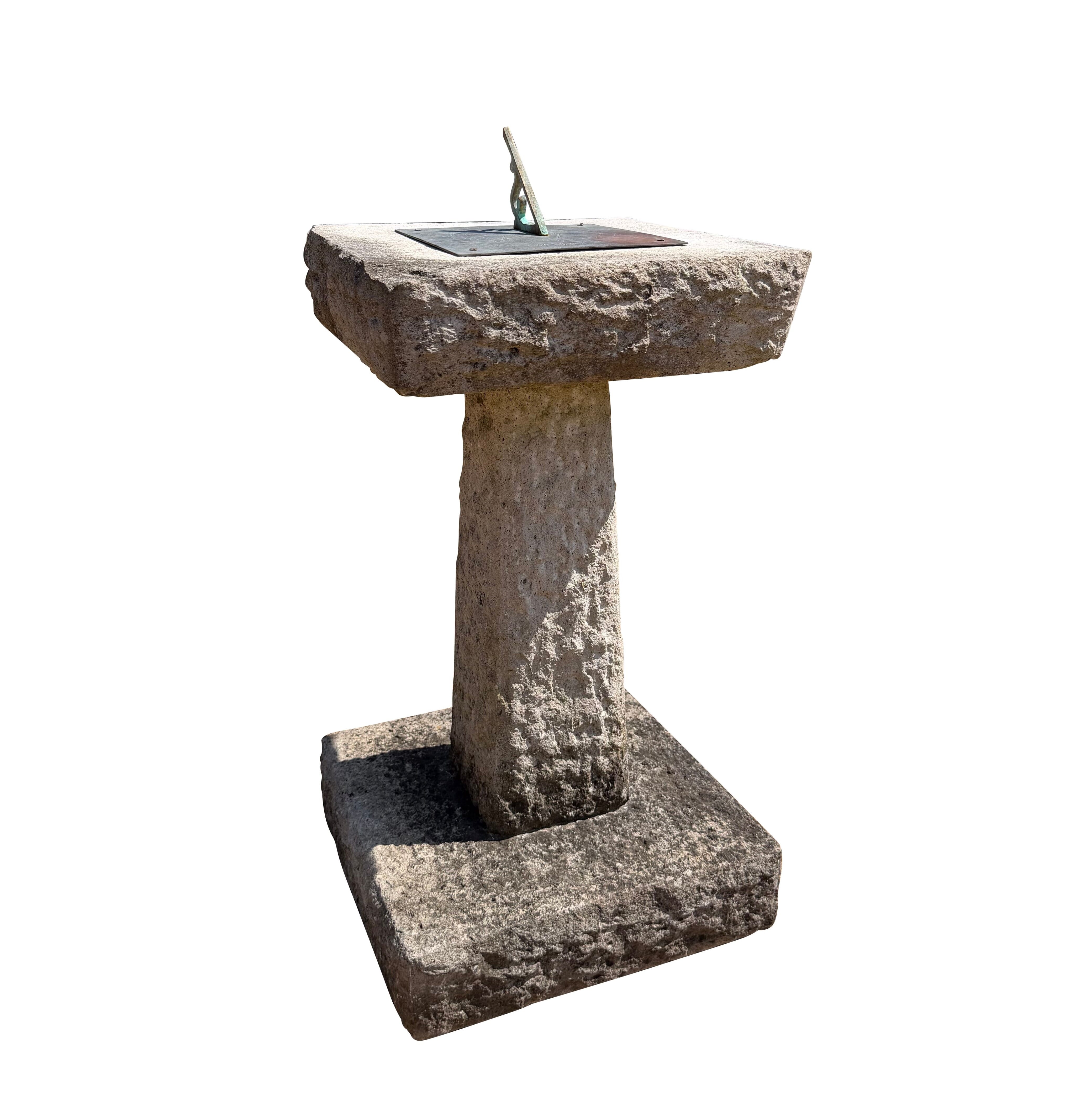 Antique Garden Hand Carved Solid Limestone Sundial - 11087