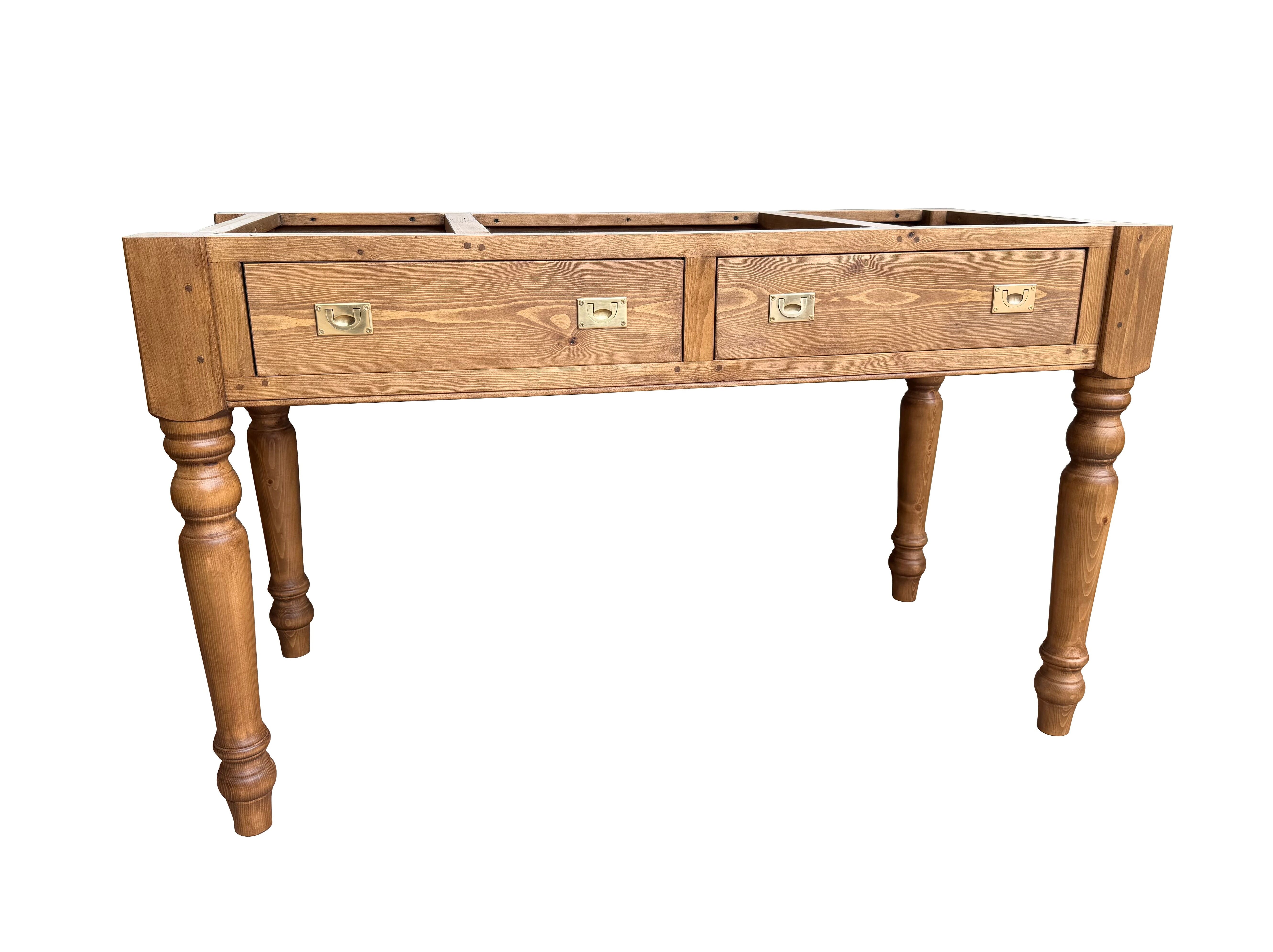 Handmade Kitchen Waxed Table Base Only With Drawers - D2357