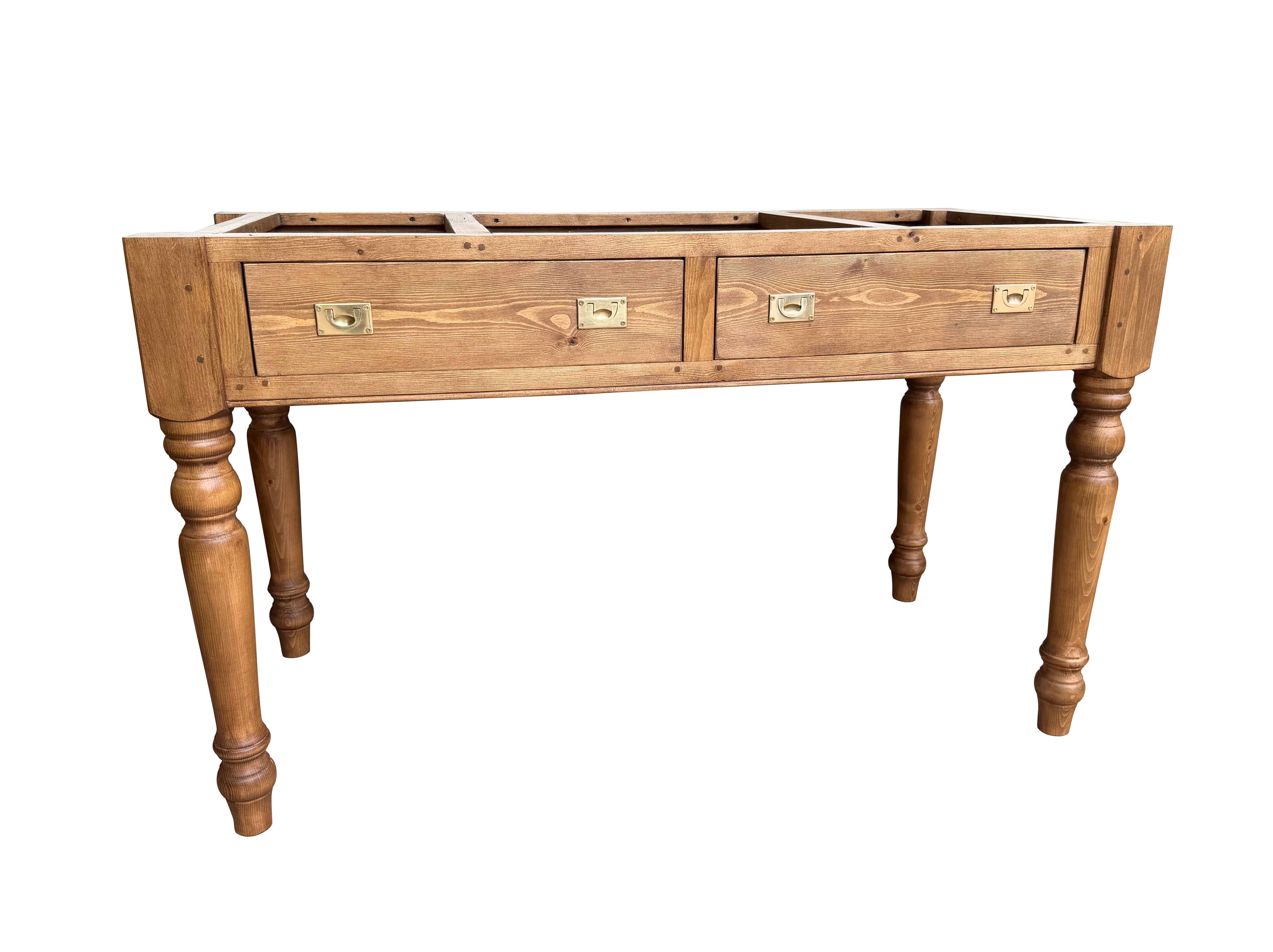 Handmade Kitchen Waxed Table Base Only With Drawers