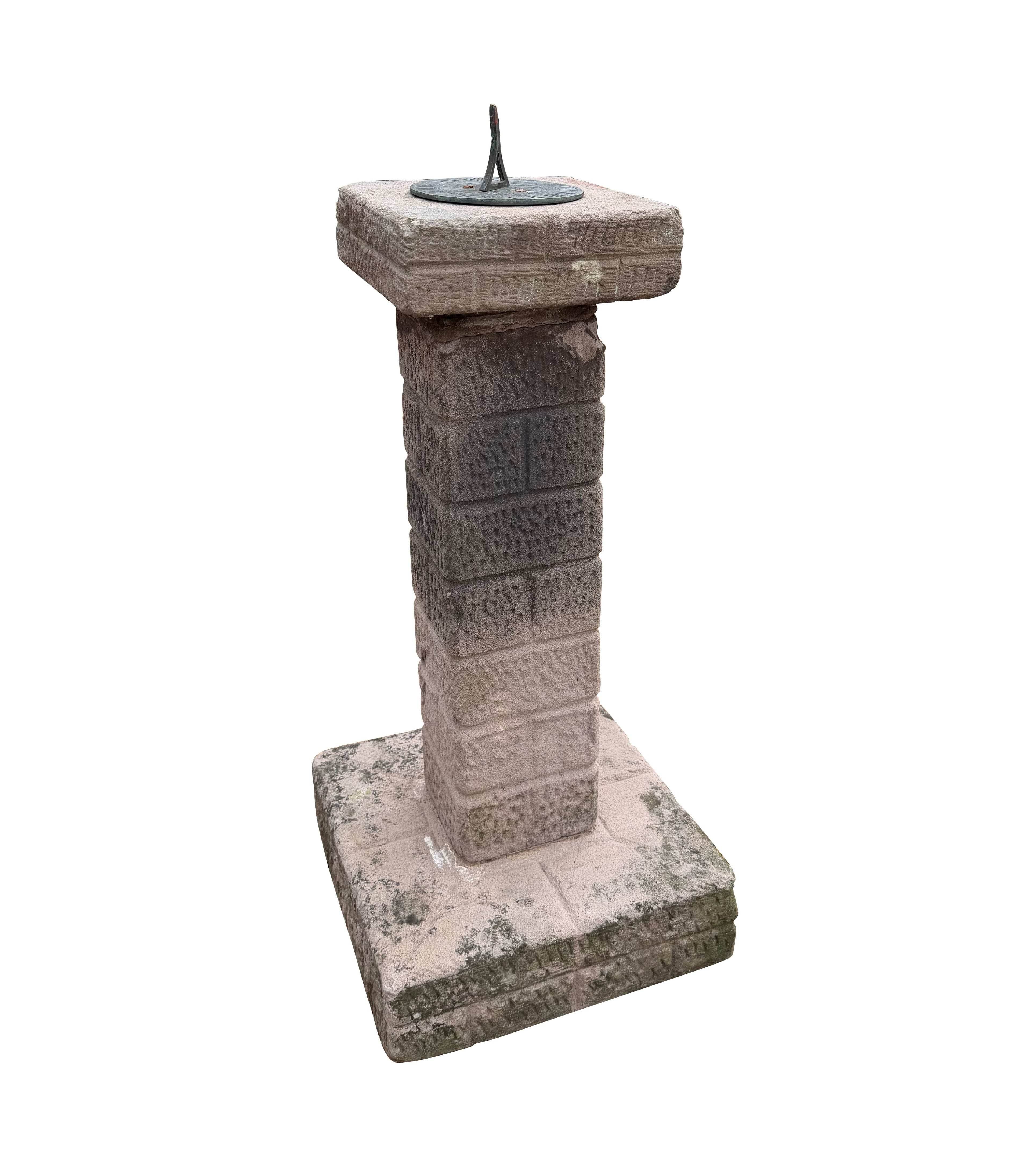 Antique Garden Hand Carved Solid Stone Sundial - 11130
