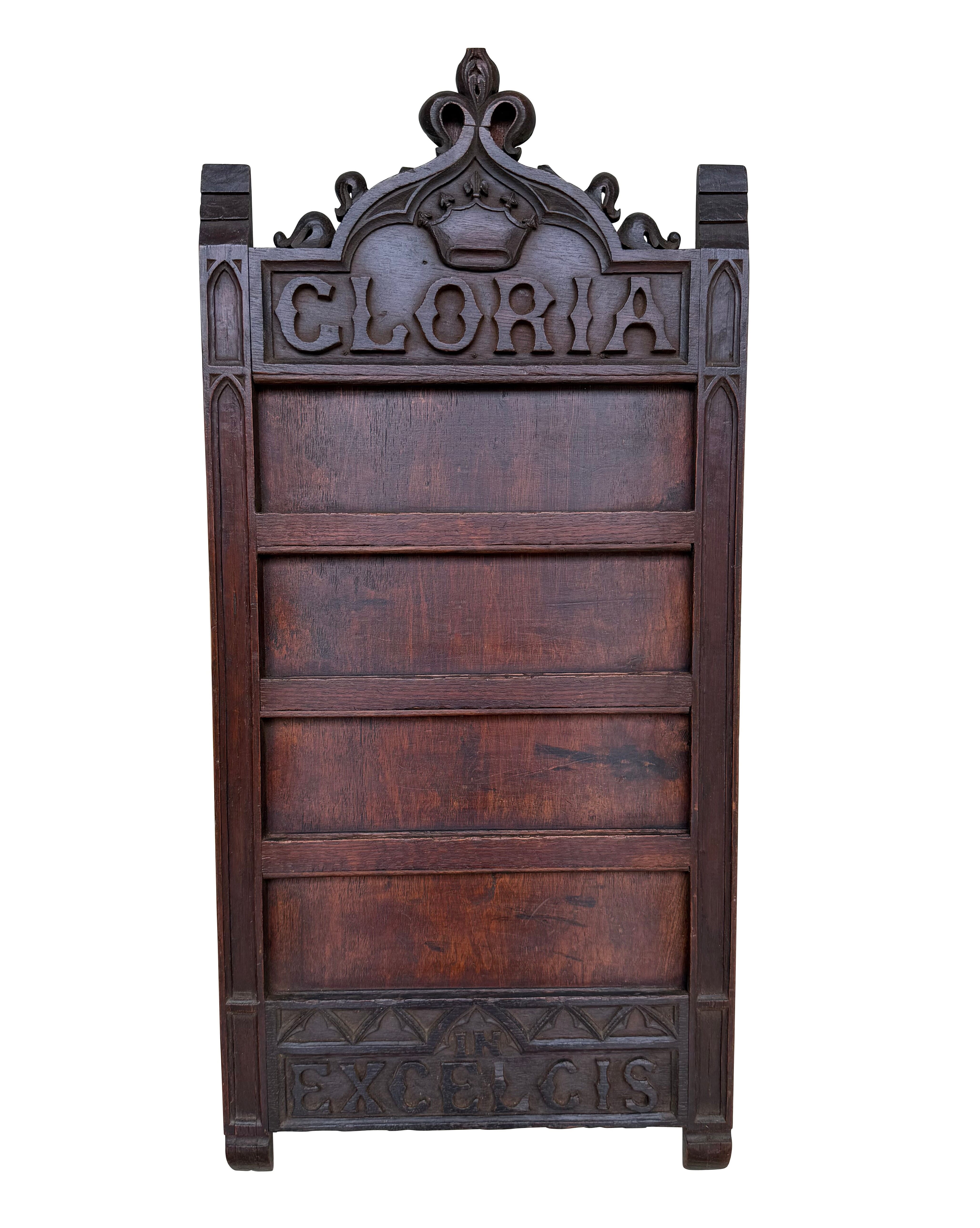 Carved Edwardian Oak Ornate Church Hymn Board - 11084B