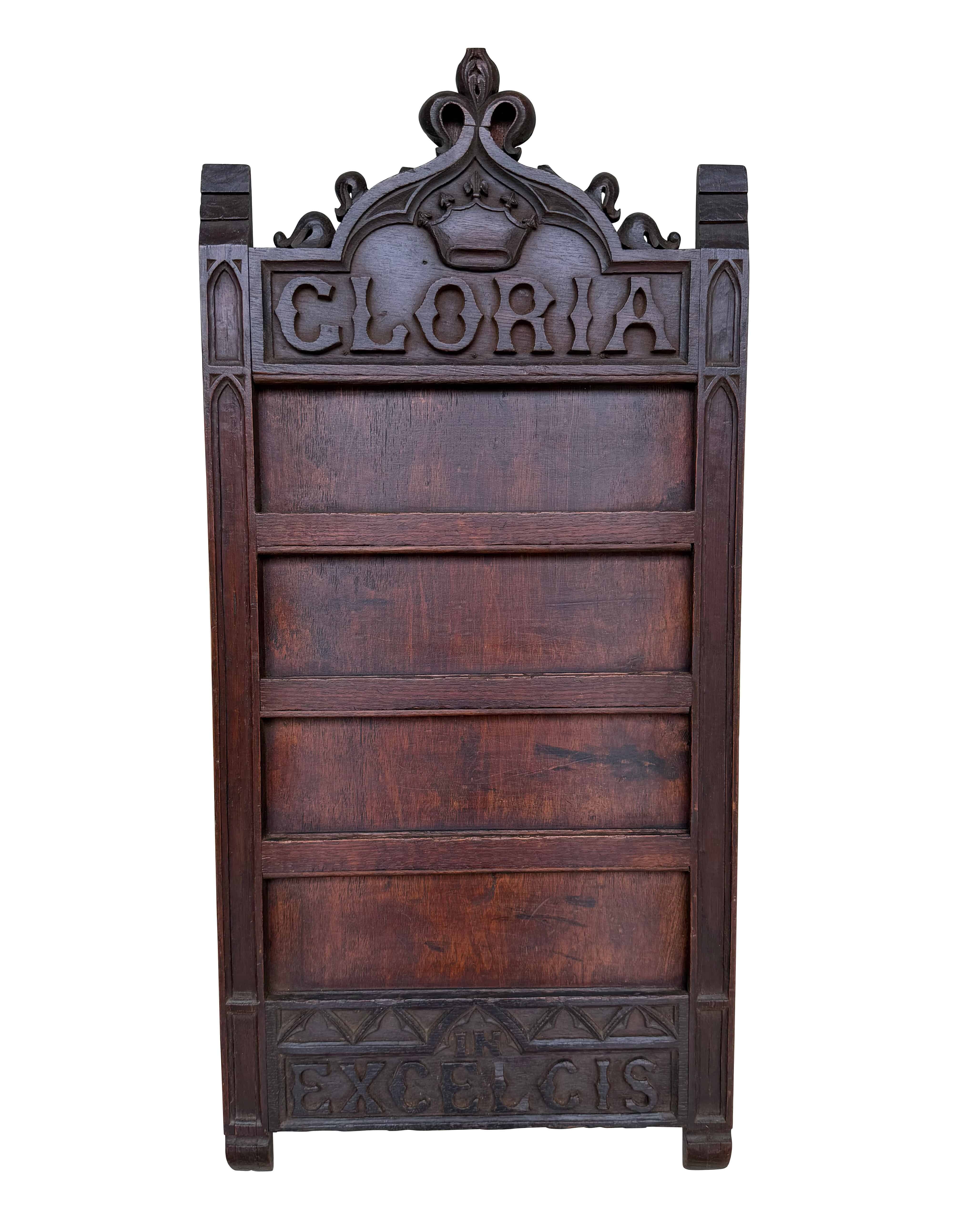 Carved Edwardian Oak Ornate Church Hymn Board
