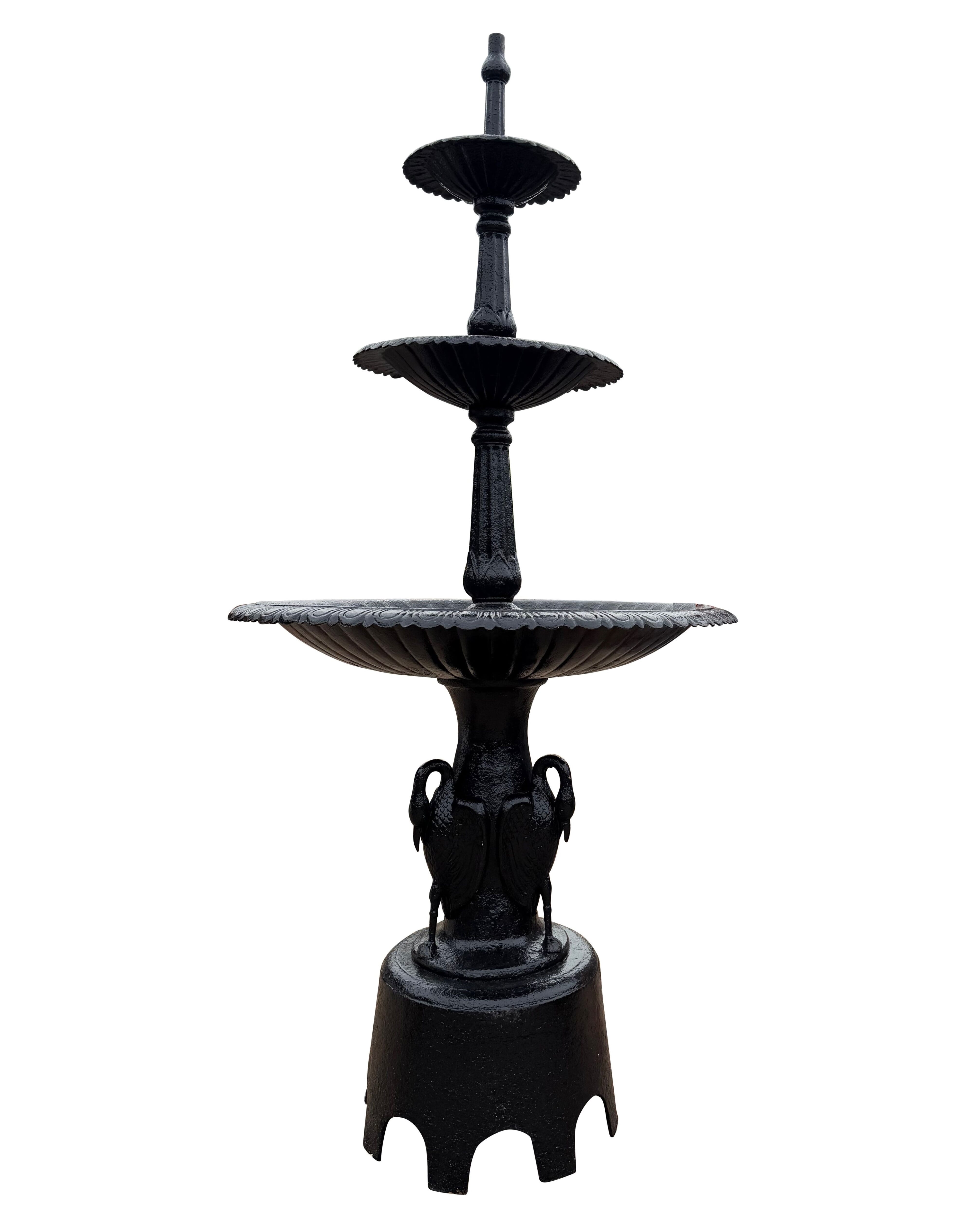 Cast Iron Heron 3 Tier Garden Outdoor Water Fountain - 10837