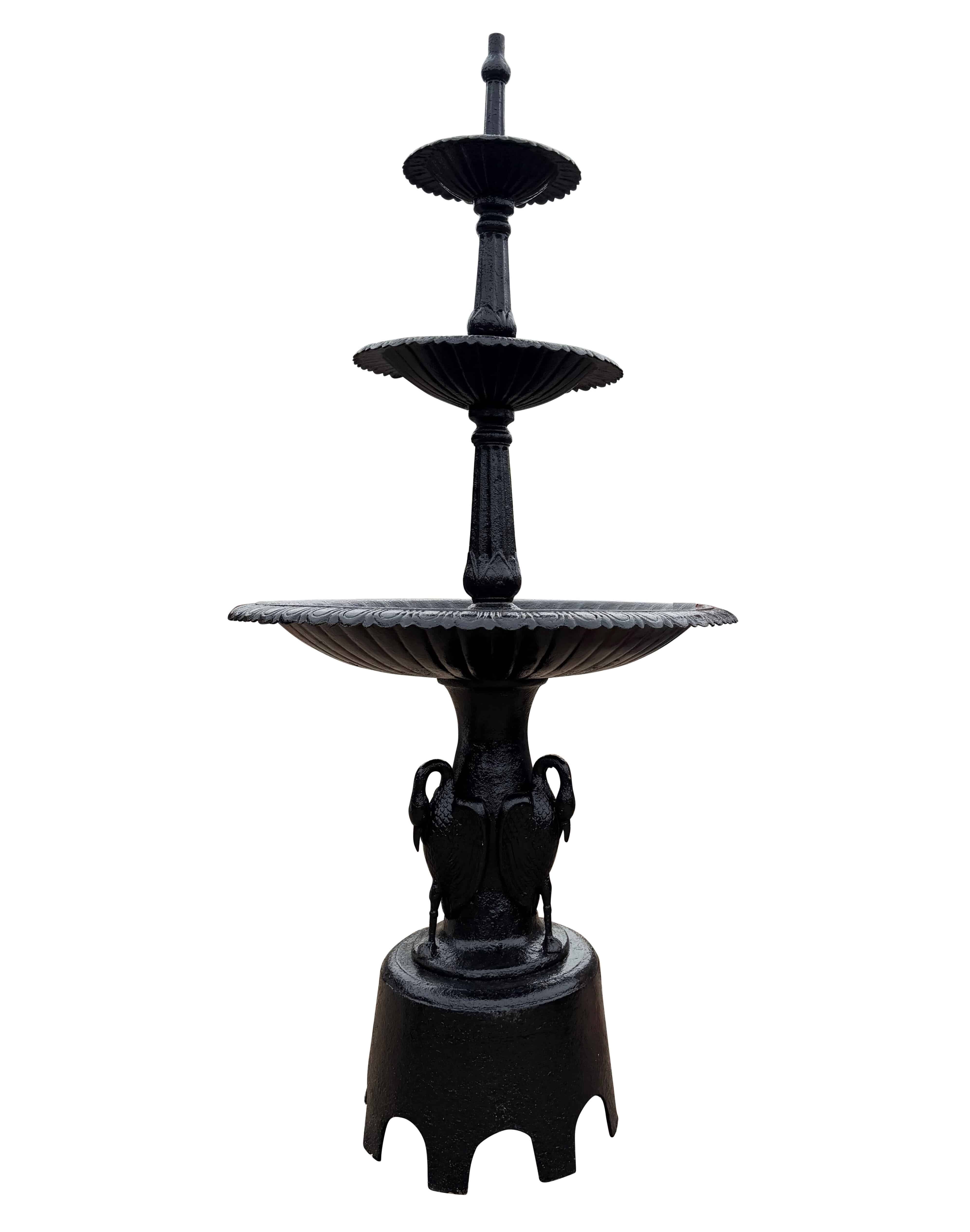 Cast Iron Heron 3 Tier Garden Outdoor Water Fountain