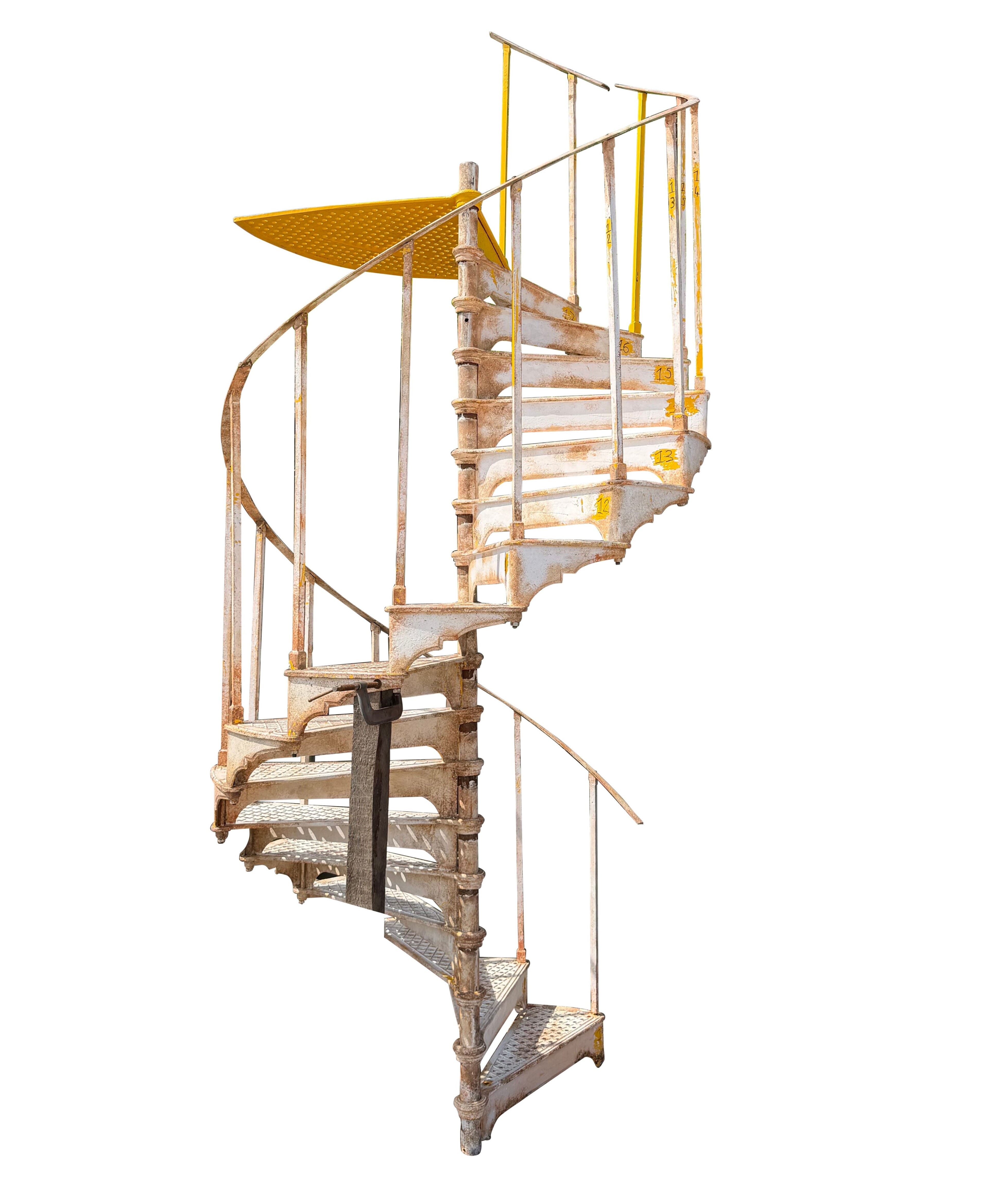 Reclaimed Large Cast Iron Industrial Spiral Staircase - 10702