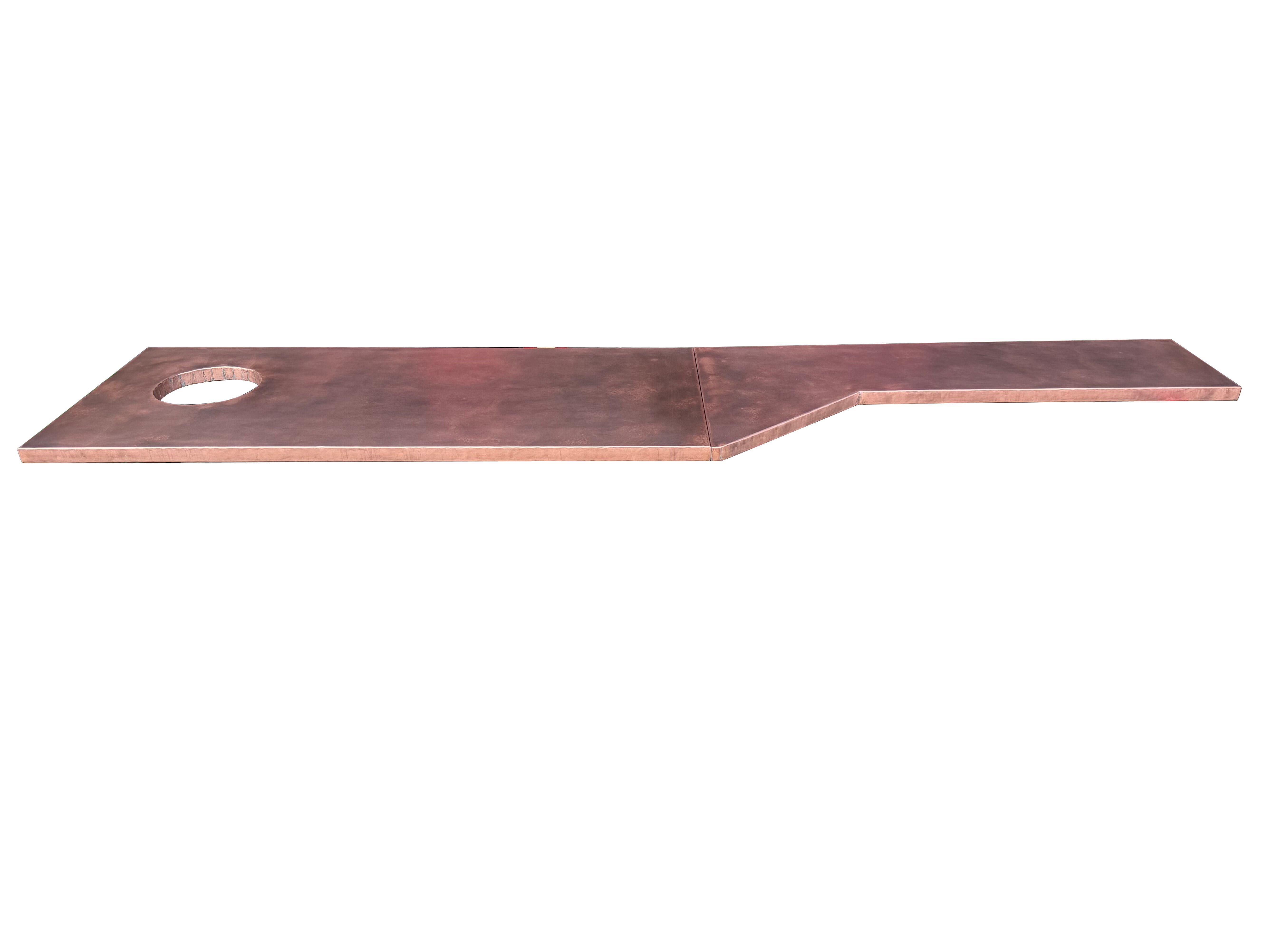Antique Copper Bespoke Kitchen Worktops With Cut Out - D2362
