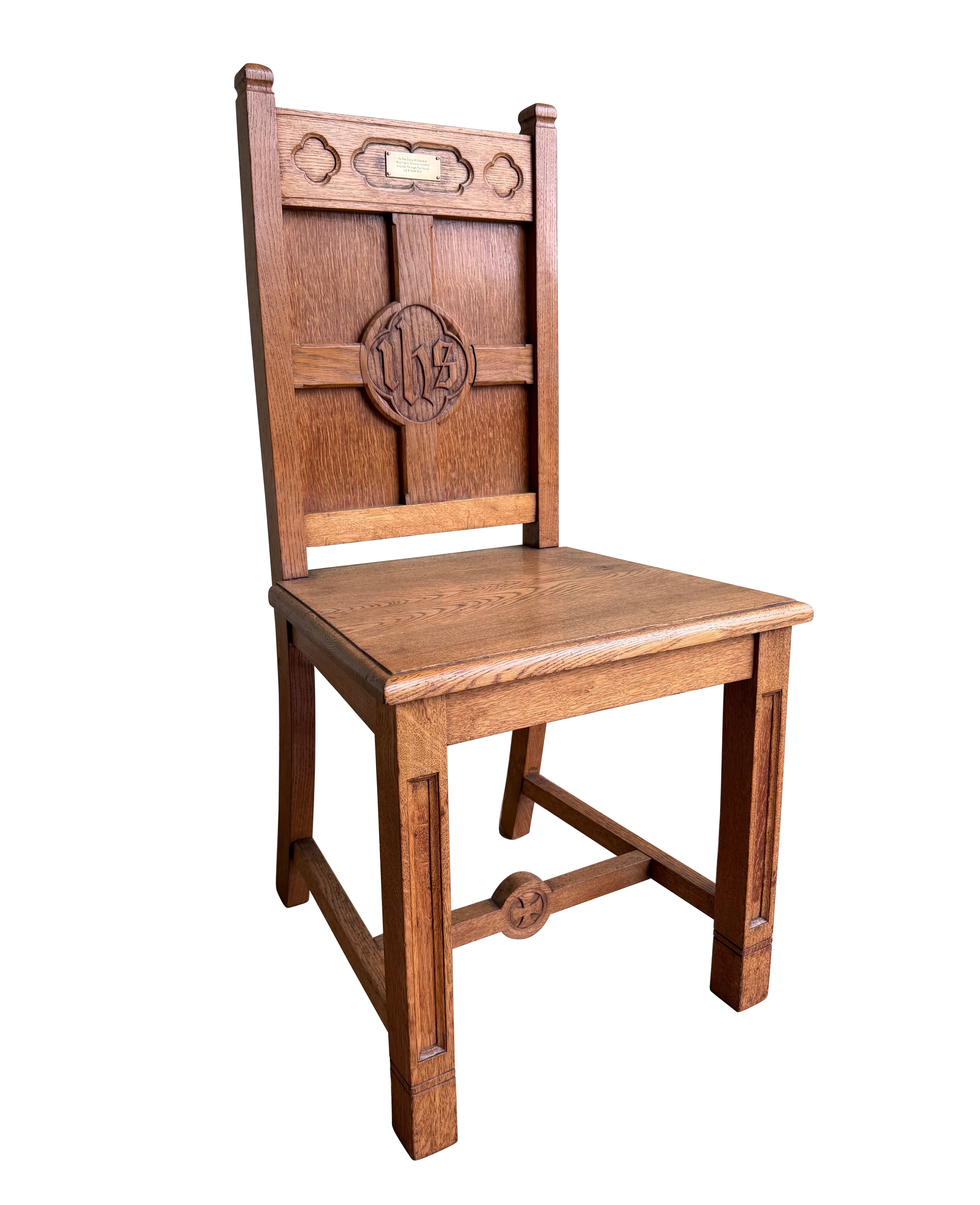 Reclaimed Ornate Oak Church Altar Chair - 11126A