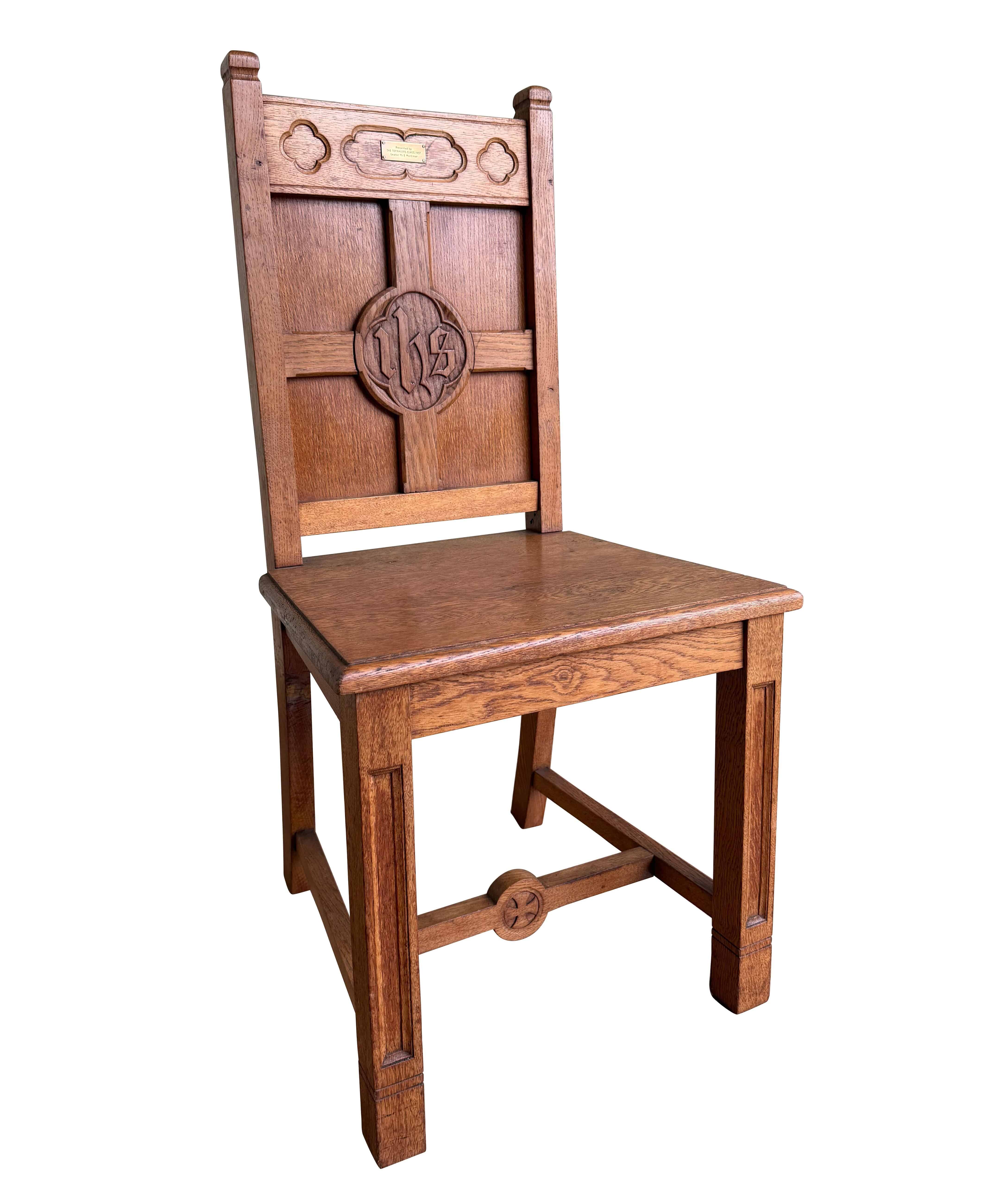 Salvaged Ornate Oak Church Altar Chair