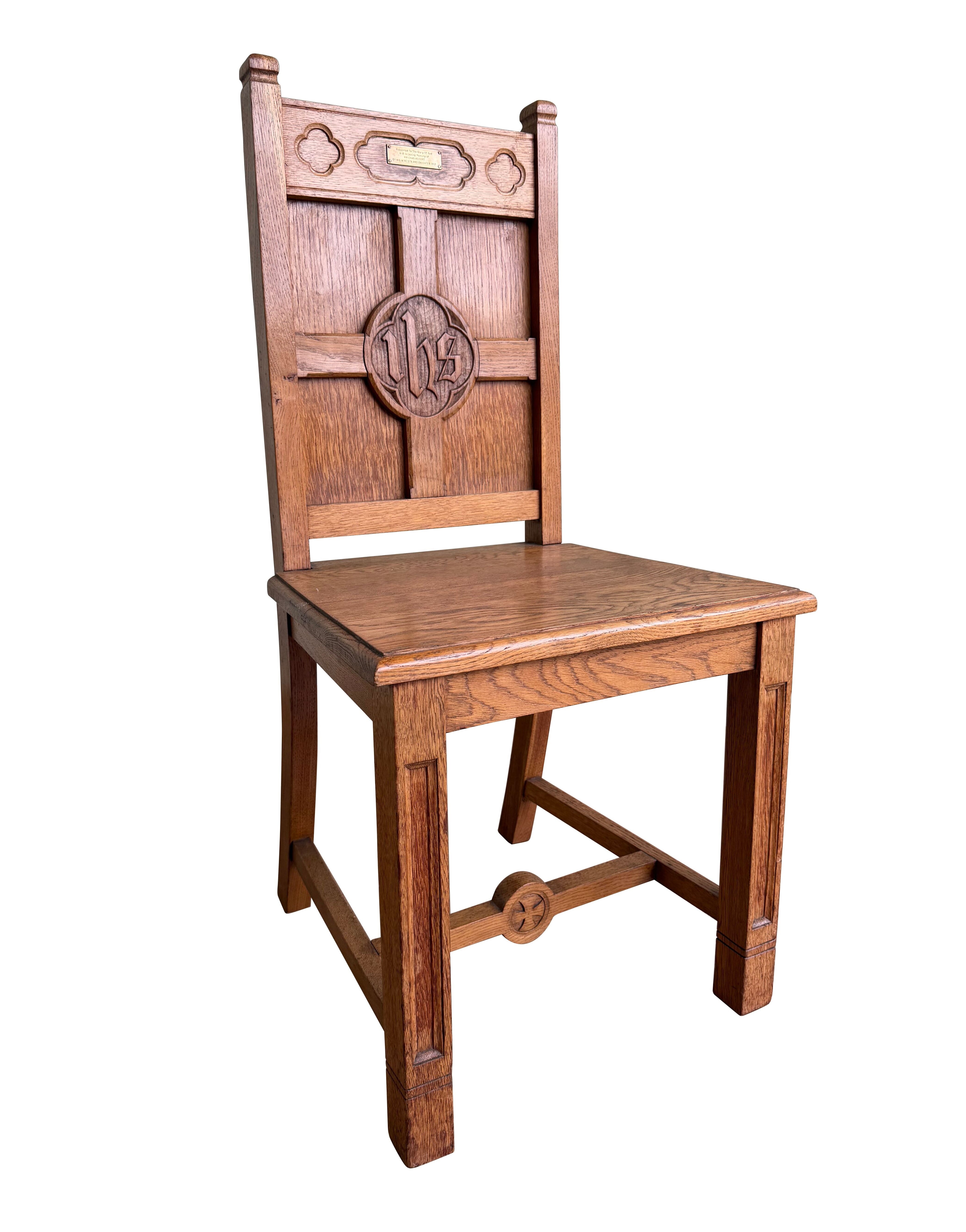 Salvaged Oak Ornate Church Altar Chair - 11126D