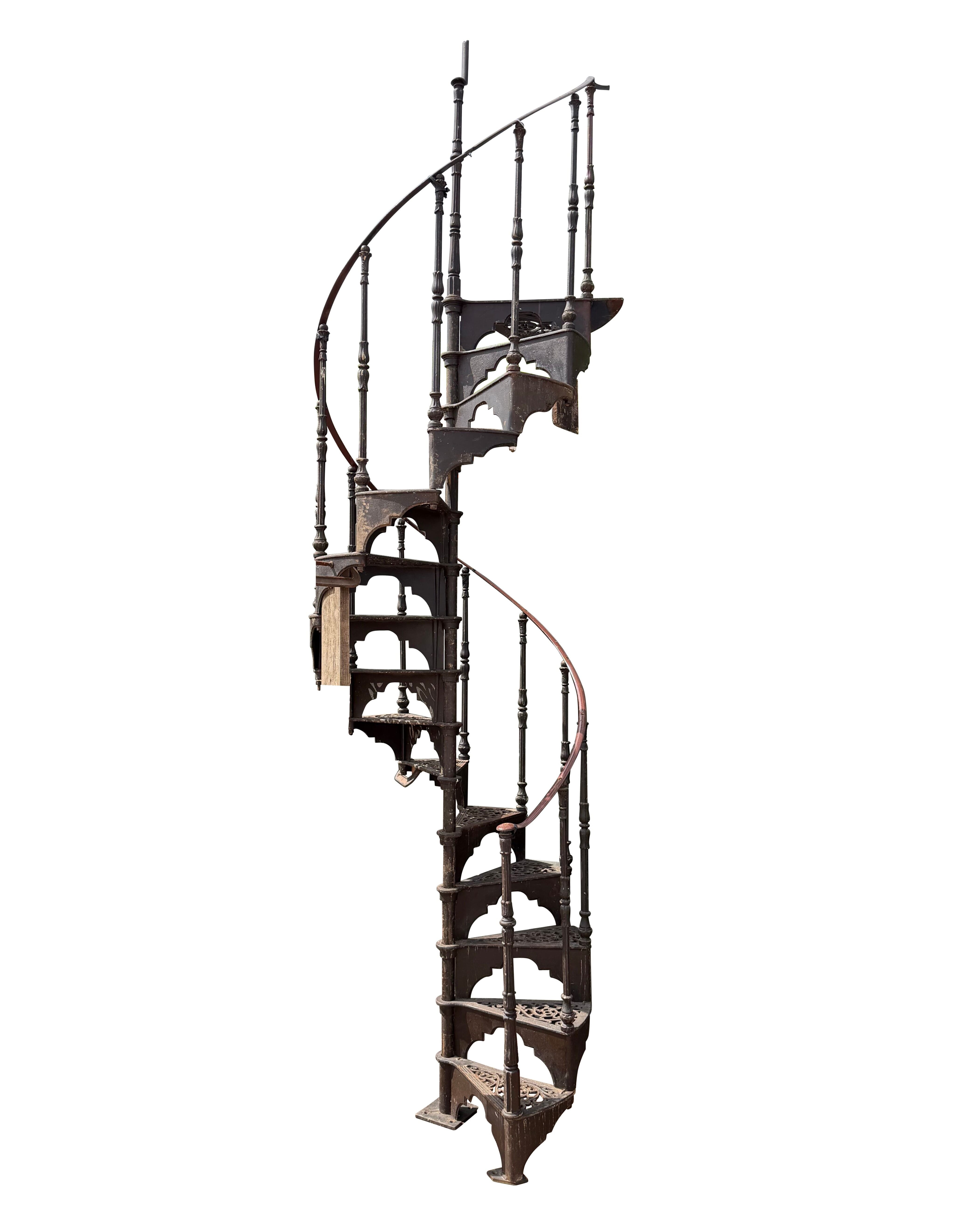 Antique Reclaimed Cast Iron Industrial Spiral Staircase - 11135