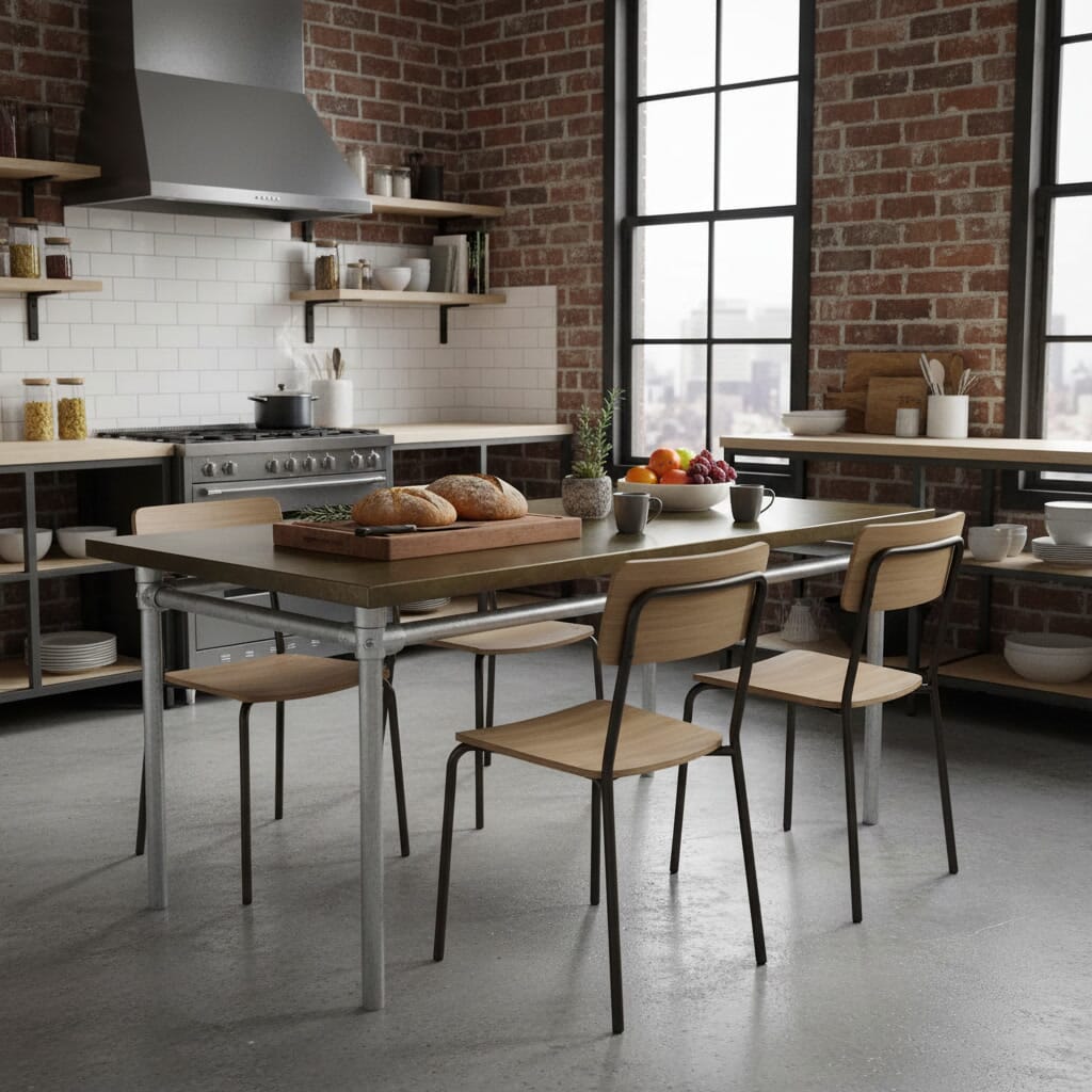 Bespoke Brass Top Industrial Table With Dark Metal Base - D1961