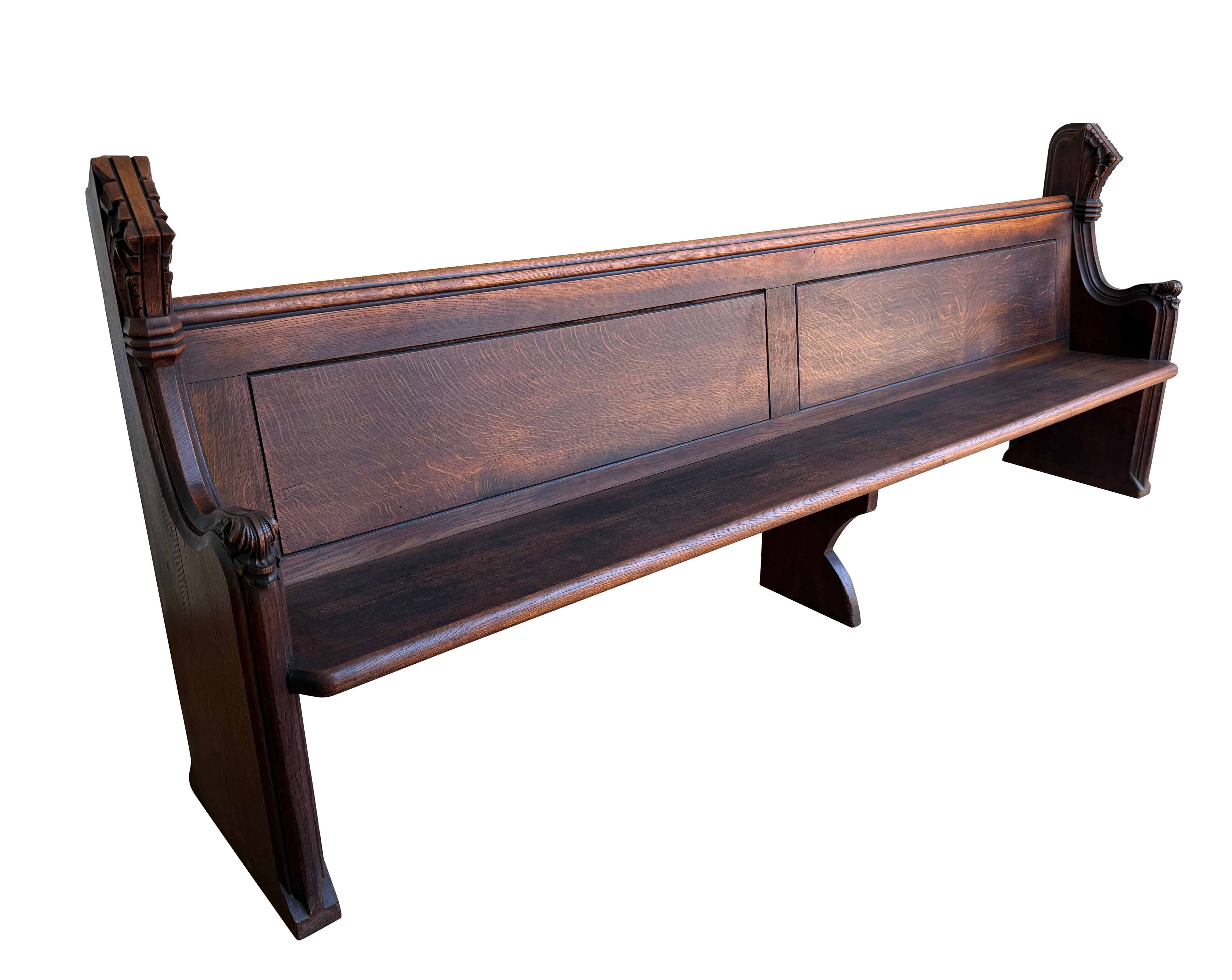 Reclaimed Antique Solid Oak Ornate Church or Chapel Pew